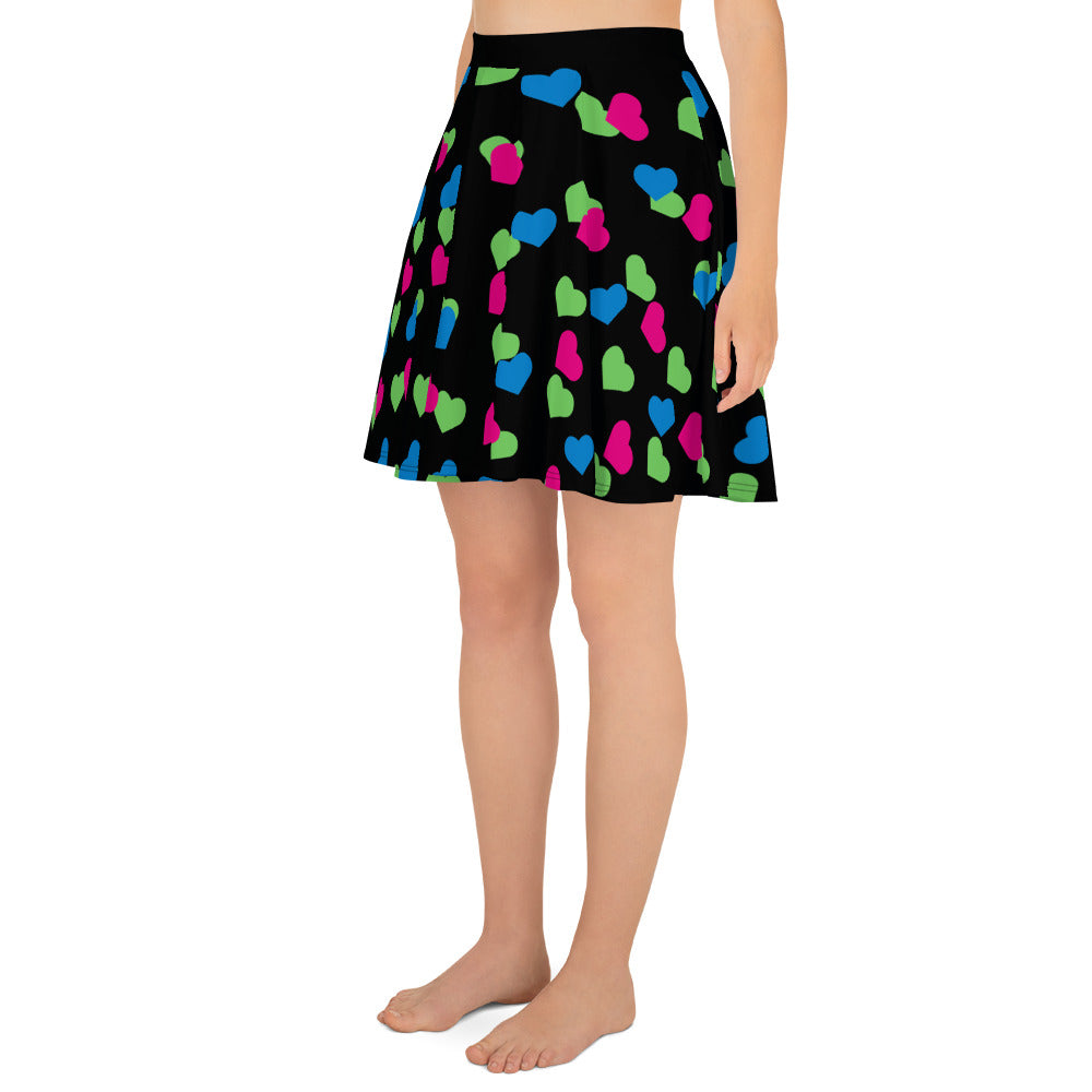 Polysexual Poly Pride Skater Skirt - Hearts all-over-print-skater-skirt-white-left-6441a363d7b62