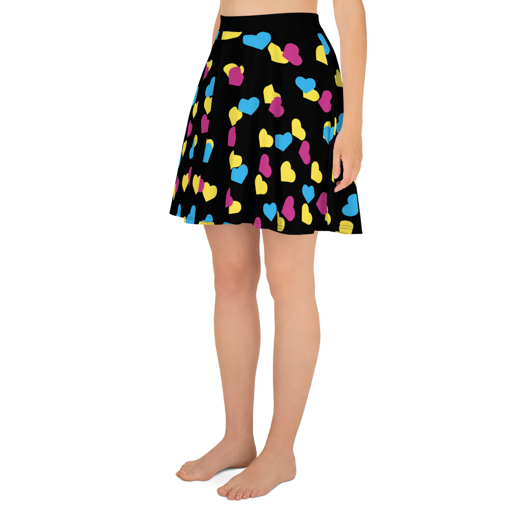 Pansexual Pan Pride Skater Skirt - Hearts all-over-print-skater-skirt-white-left-6441a3a379693