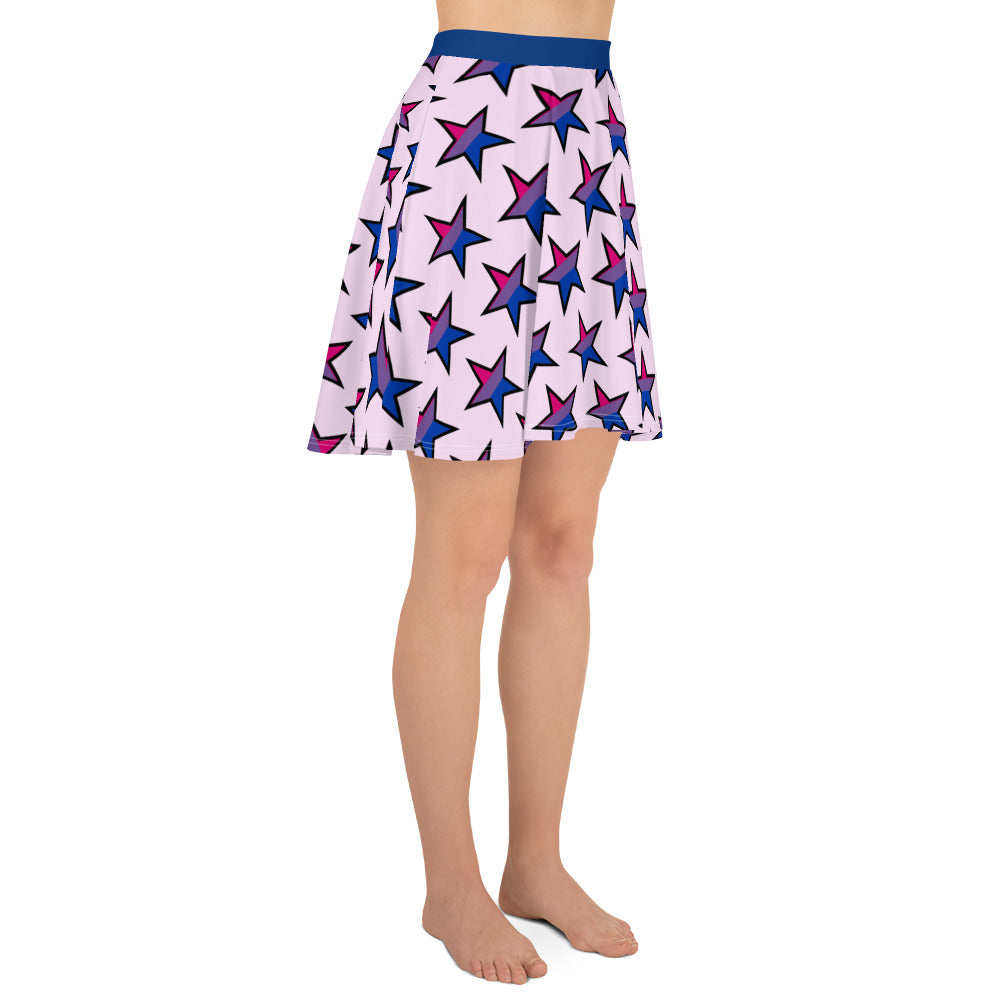 Bisexual Bi Pride Skater Skirt Star all-over-print-skater-skirt-white-right-64419f49e8eb8