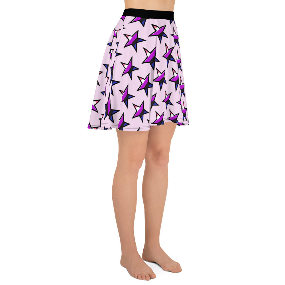 Genderfluid Pride Skater Skirt - Star all-over-print-skater-skirt-white-right-64419f89e19e2