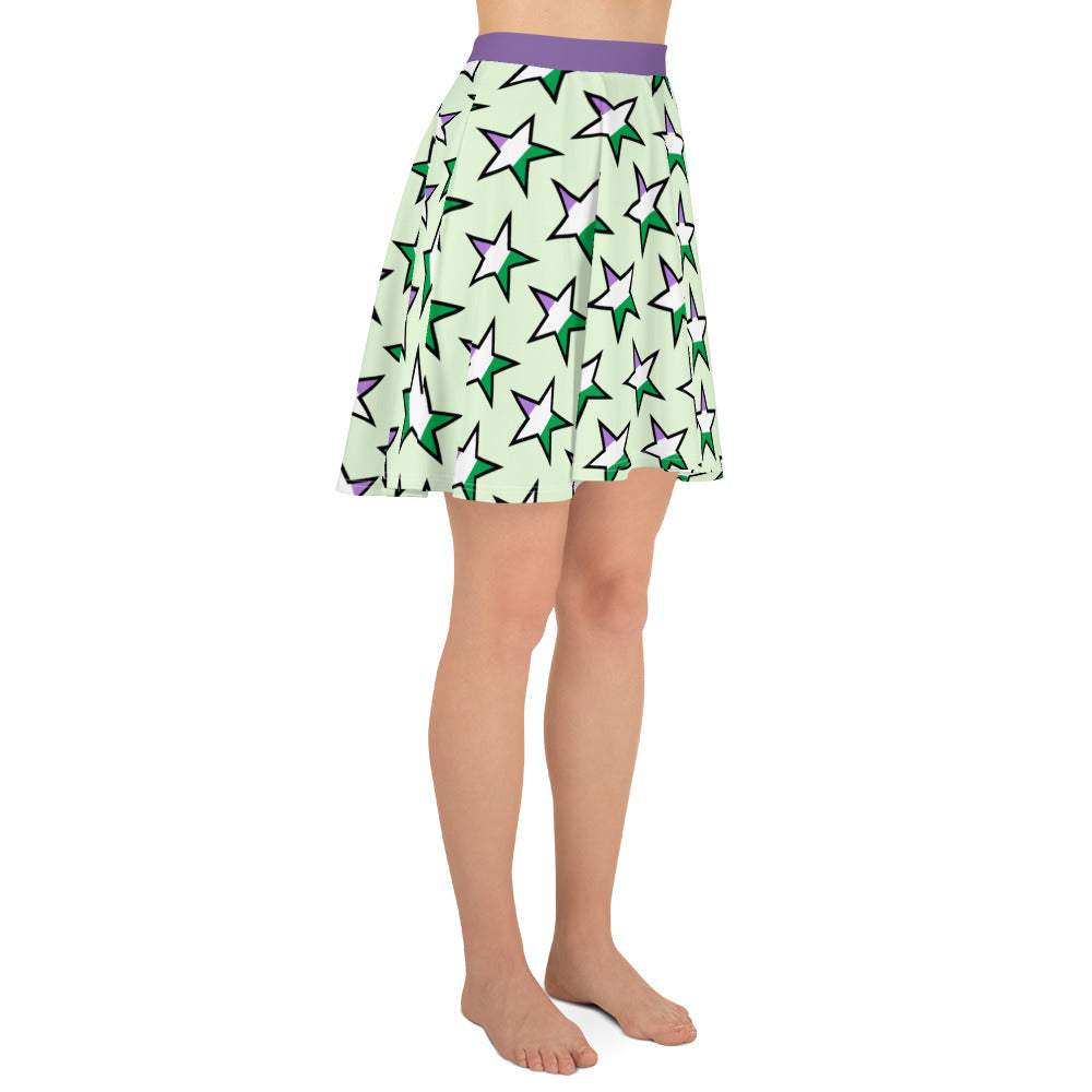 Genderqueer Pride Skater Skirt - Star all-over-print-skater-skirt-white-right-64419fd068a8f