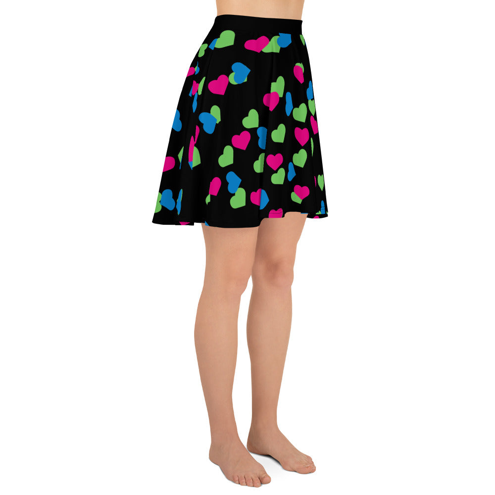 Polysexual Poly Pride Skater Skirt - Hearts all-over-print-skater-skirt-white-right-6441a363d7af5