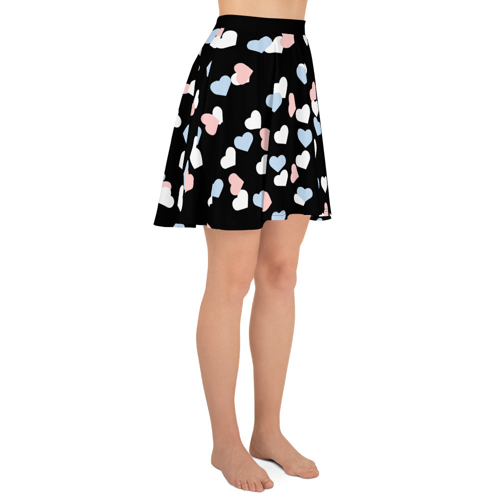 Transgender Trans Pride Skater Skirt - Hearts all-over-print-skater-skirt-white-right-6441a48910d75