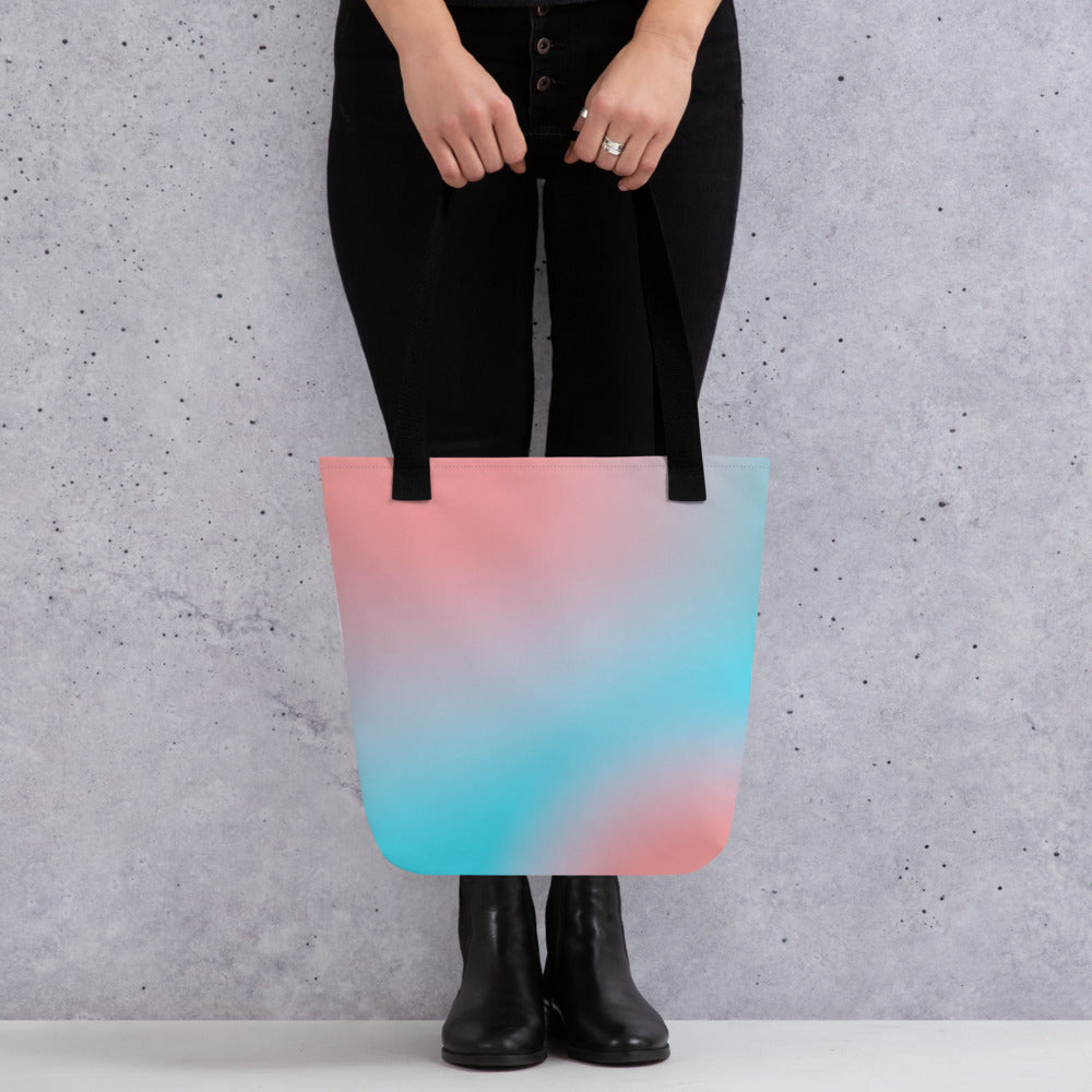 Transgender Trans Pride Tote Bag - Blurred Lines all-over-print-tote-black-15x15-mockup-638d57451ede2