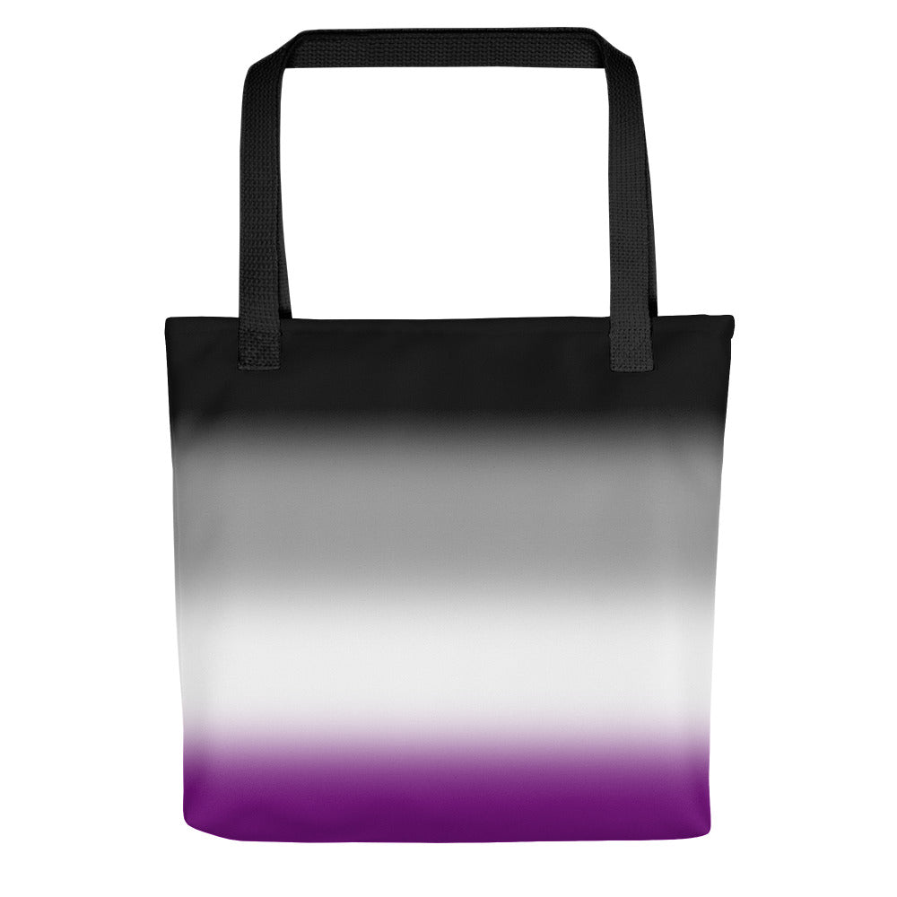 Asexual Ace Pride Tote Bag in Ombre Asexual all-over-print-tote-black-15x15-mockup-638d6484766cf