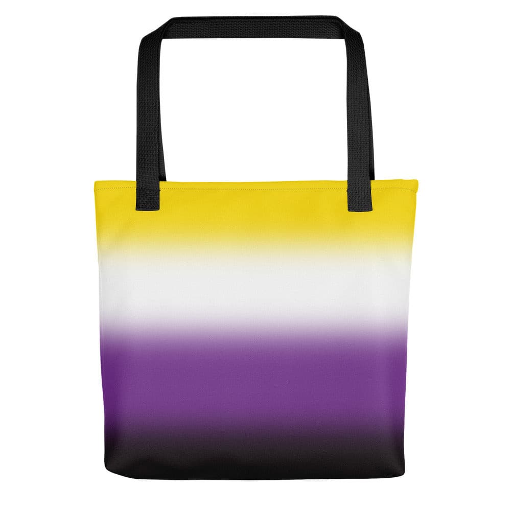 Nonbinary Enby Pride Tote Bag - Ombre Black Nonbinary all-over-print-tote-black-15x15-mockup-638d653a1ed51