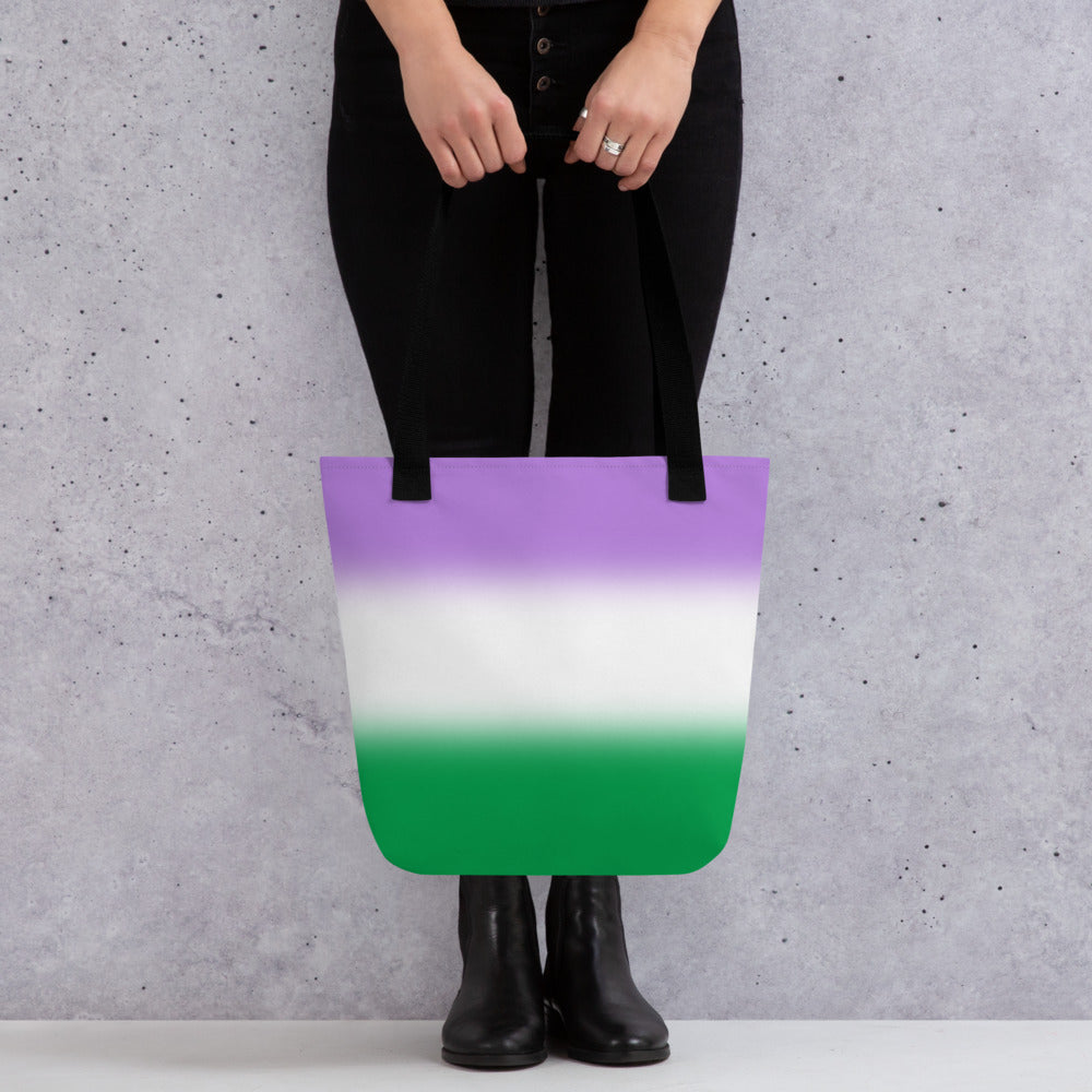 Genderqueer Pride Tote Bag - Ombre all-over-print-tote-black-15x15-mockup-638e8dbca5c43