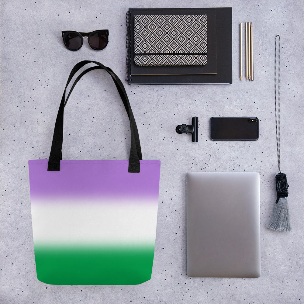 Genderqueer Pride Tote Bag - Ombre all-over-print-tote-black-15x15-mockup-638e8dbca5cc1