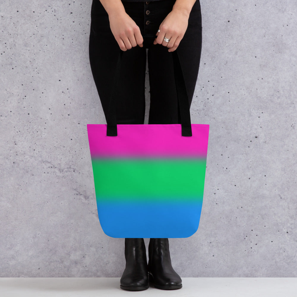 Polysexual Poly Pride Tote Bag - Ombre all-over-print-tote-black-15x15-mockup-638e8f04b57d9