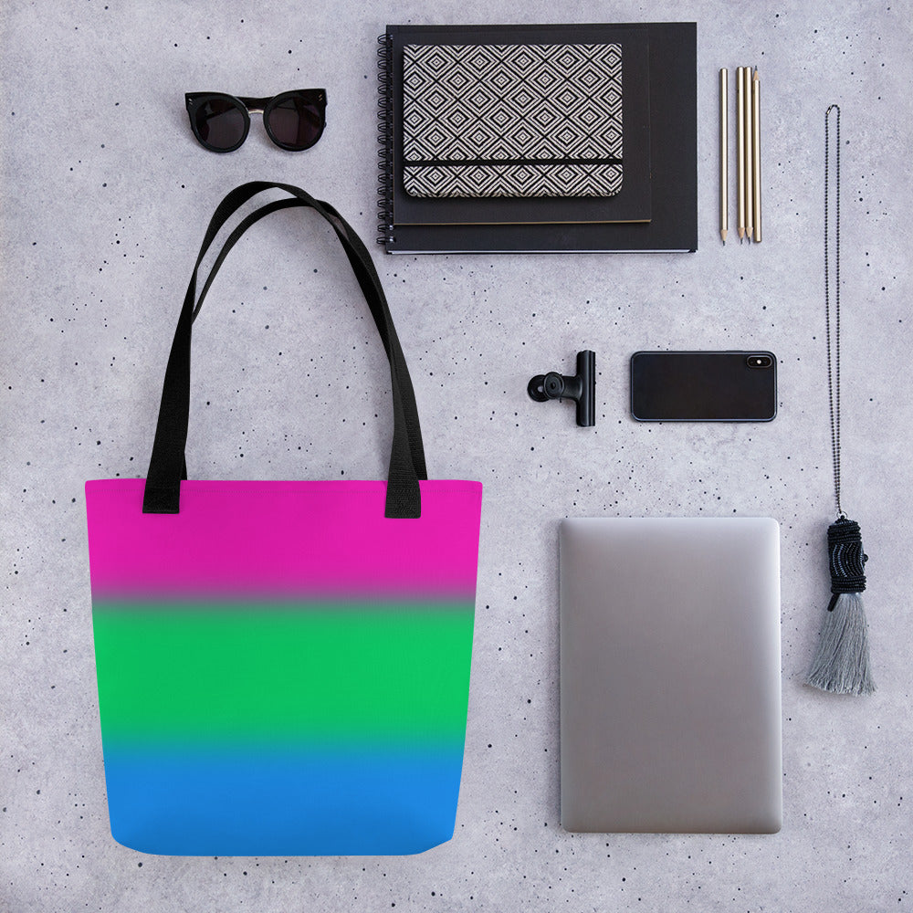 Polysexual Poly Pride Tote Bag - Ombre all-over-print-tote-black-15x15-mockup-638e8f04b58a7