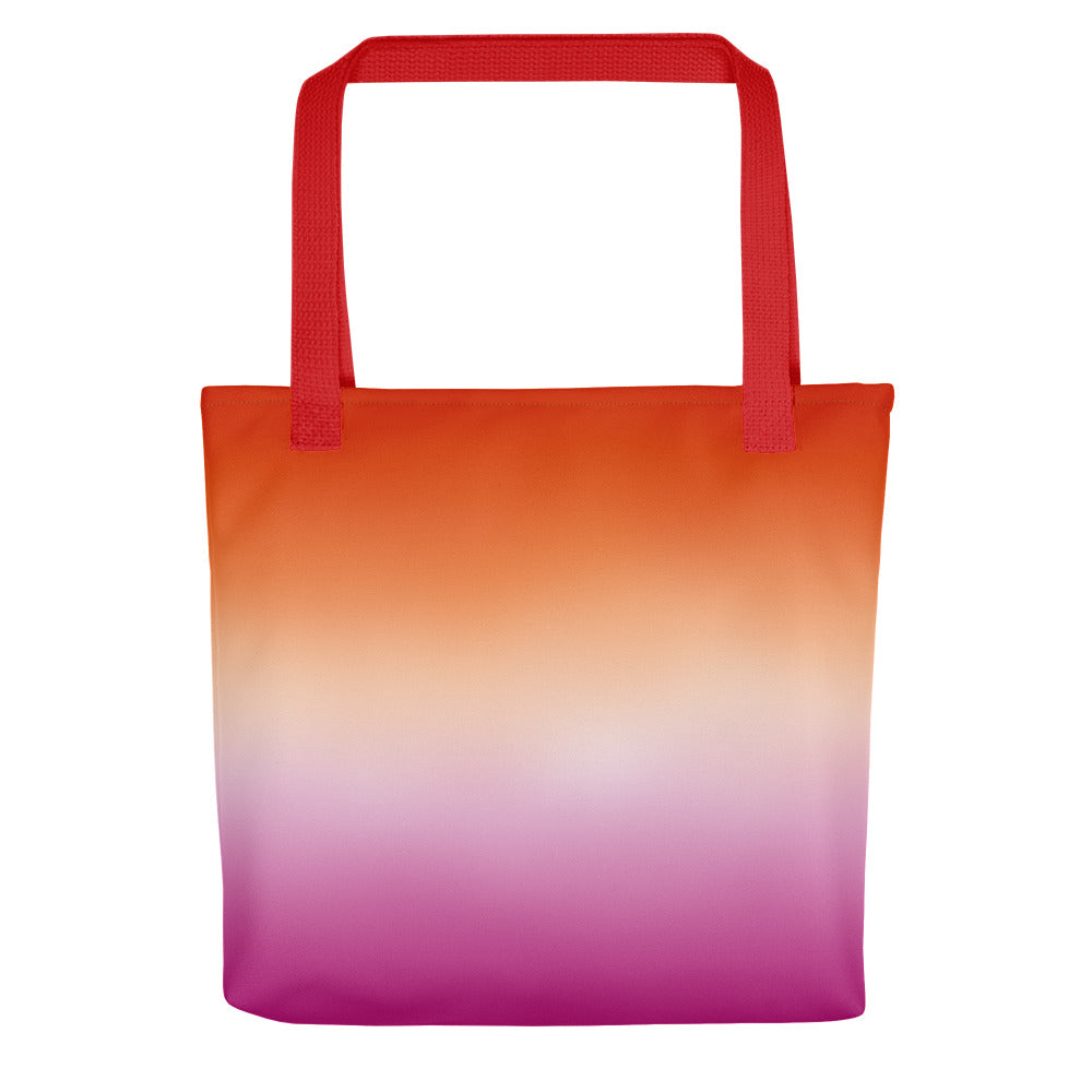 Lesbian Pride Tote Bag - Ombre Red all-over-print-tote-red-15x15-mockup-638d50c9412f6