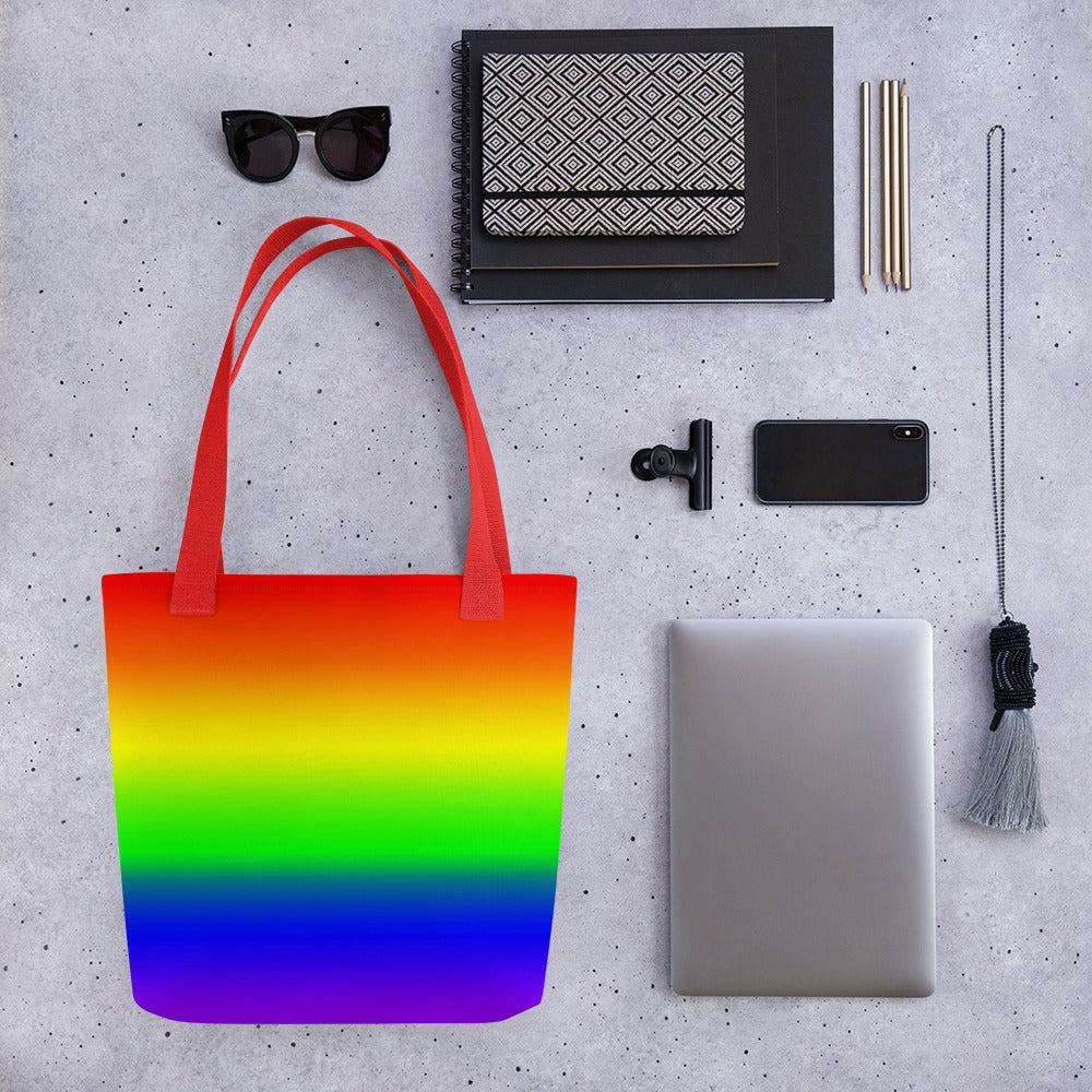 LGBTQ Pride Tote Bag - Rainbow Ombre all-over-print-tote-red-15x15-mockup-638d57fff2490