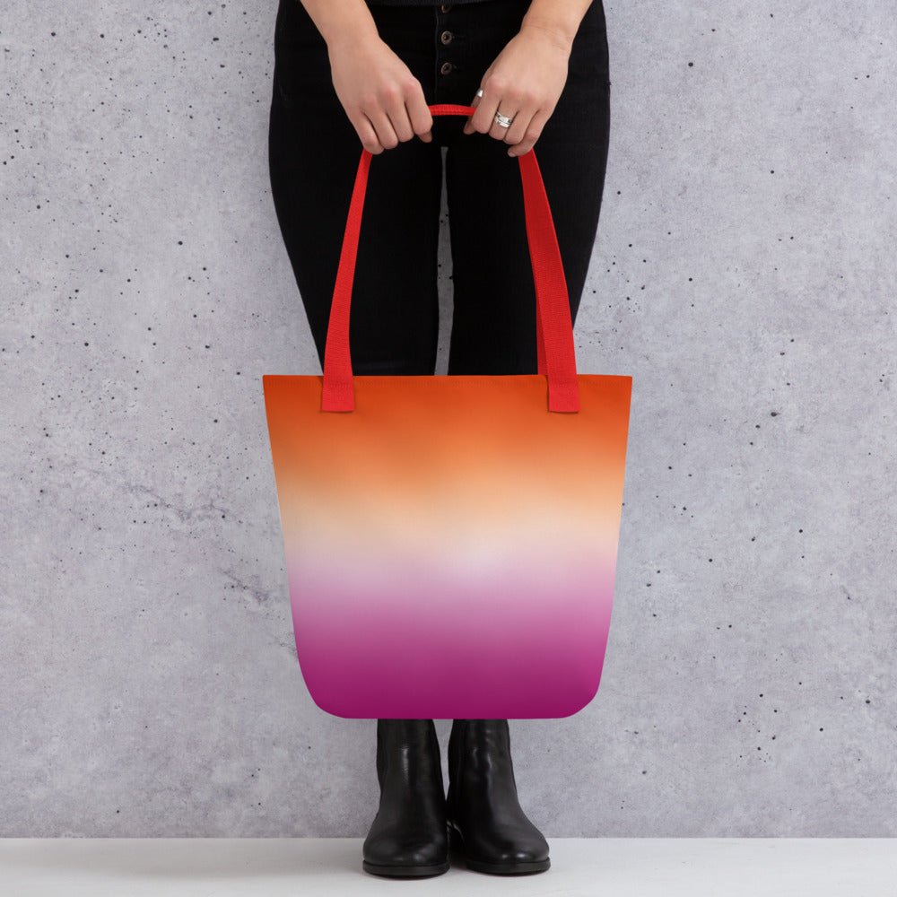 Lesbian Pride Tote Bag - Ombre all-over-print-tote-red-15x15-mockup-638d58804edba