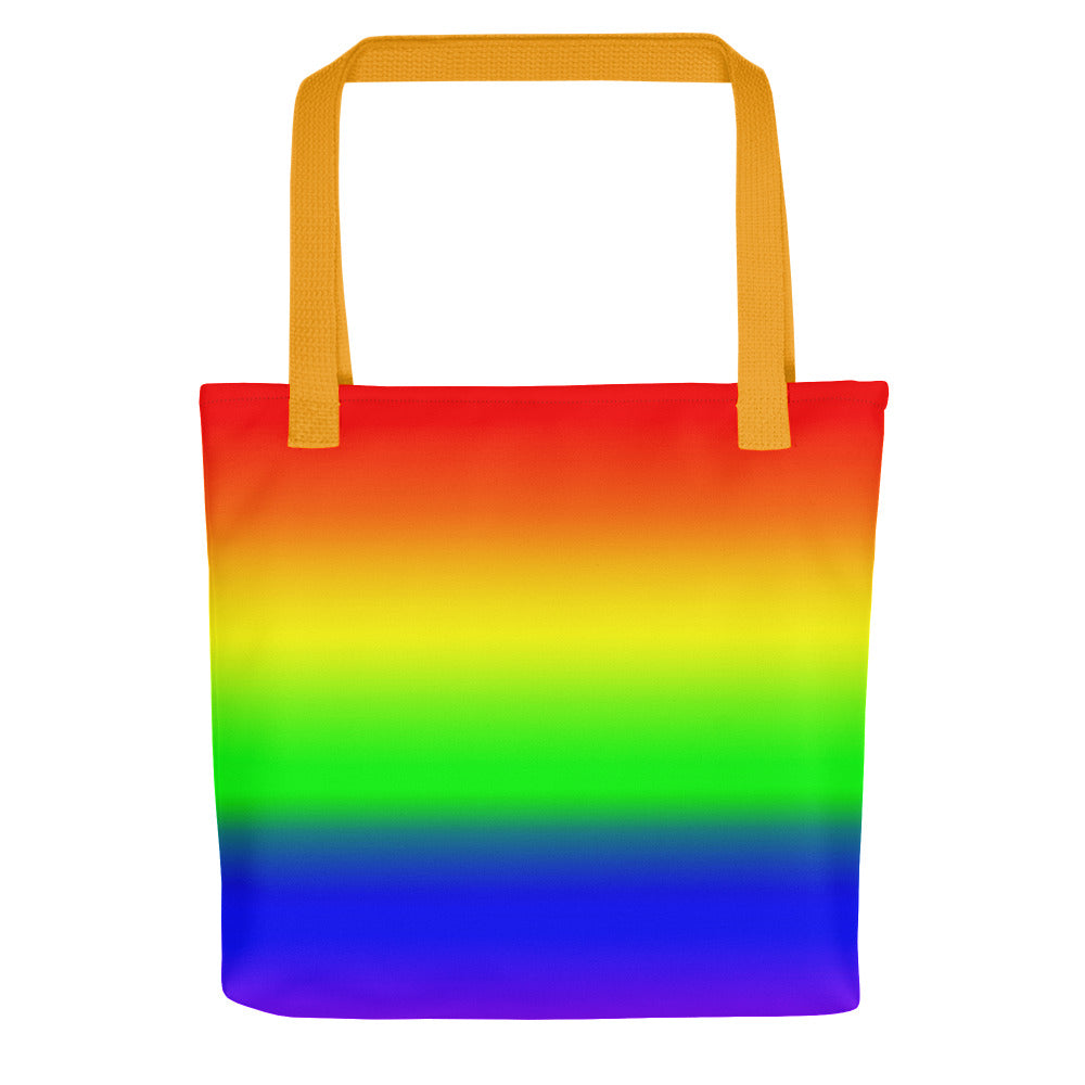 LGBTQ Pride Tote Bag - Rainbow Ombre Yellow Pride all-over-print-tote-yellow-15x15-mockup-638d4aa1f374d