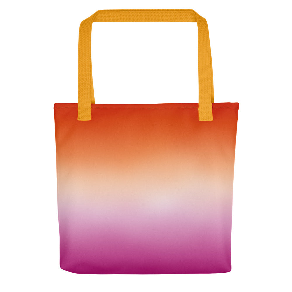 Lesbian Pride Tote Bag - Ombre Yellow all-over-print-tote-yellow-15x15-mockup-638d50c94139c