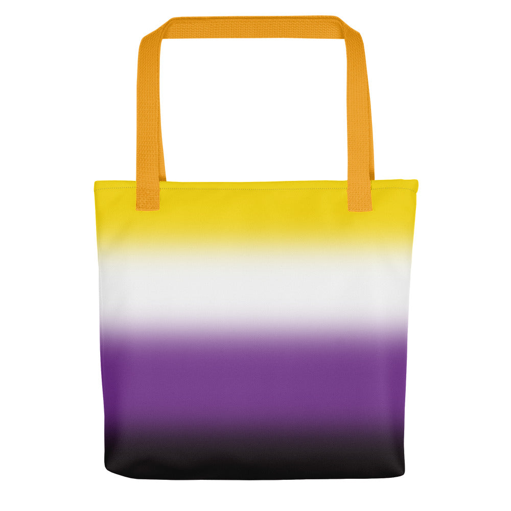 Nonbinary Enby Pride Tote Bag - Ombre Yellow Nonbinary all-over-print-tote-yellow-15x15-mockup-638d653a1f540