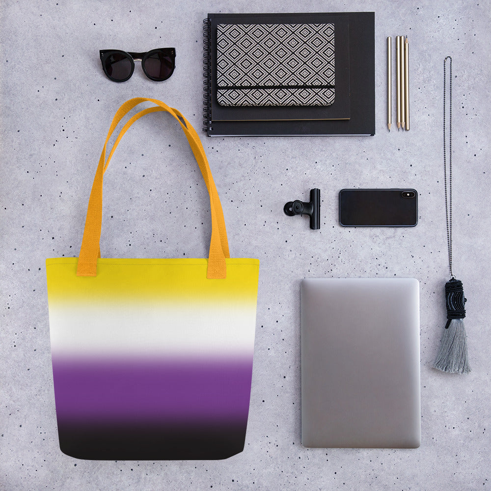 Nonbinary Enby Pride Tote Bag - Ombre all-over-print-tote-yellow-15x15-mockup-638e8e881e937