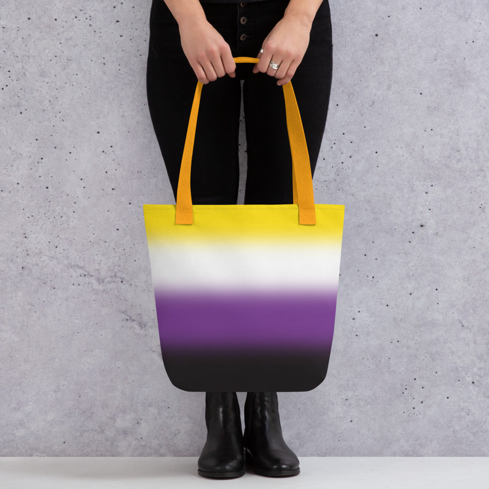 Nonbinary Enby Pride Tote Bag - Ombre all-over-print-tote-yellow-15x15-mockup-638e8e881e9a3