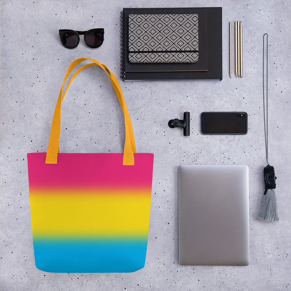 Pansexual Pan Pride Tote Bag - Ombre all-over-print-tote-yellow-15x15-mockup-638e8f6ba928b