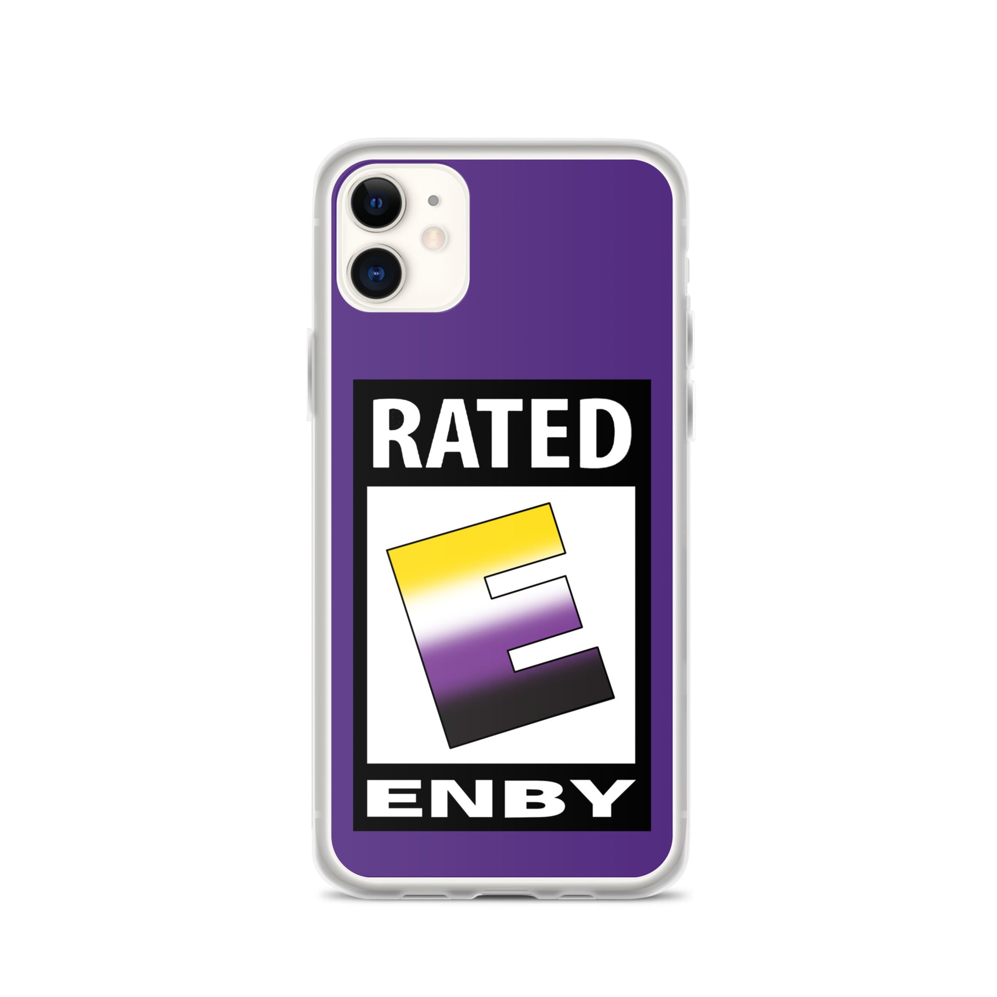 Nonbinary Enby Pride Apple iPhone Cell Phone Case - Rated E for Enby iPhone 11 Nonbinary clear-case-for-iphone-iphone-11-case-on-phone-641268f00f410