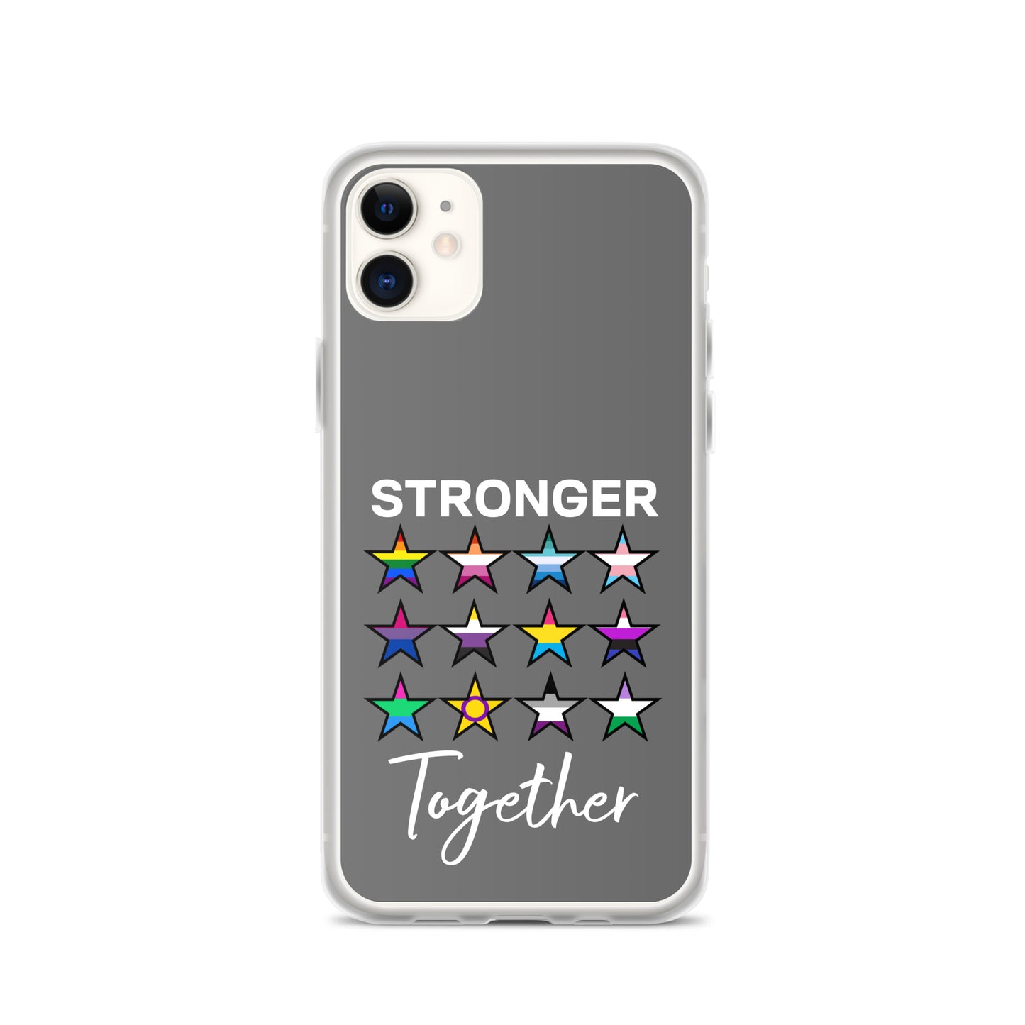 LGBTQ Pride Apple iPhone Case - Stronger Together iPhone 11 clear-case-for-iphone-iphone-11-case-on-phone-64127b7b1ca85