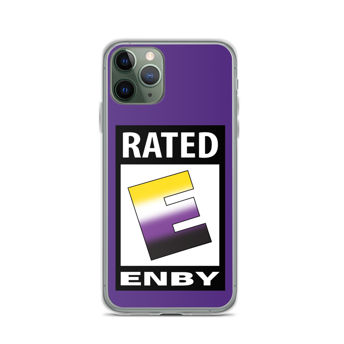 Nonbinary Enby Pride Apple iPhone Cell Phone Case - Rated E for Enby iPhone 11 Pro Nonbinary clear-case-for-iphone-iphone-11-pro-case-on-phone-641268f00f4da