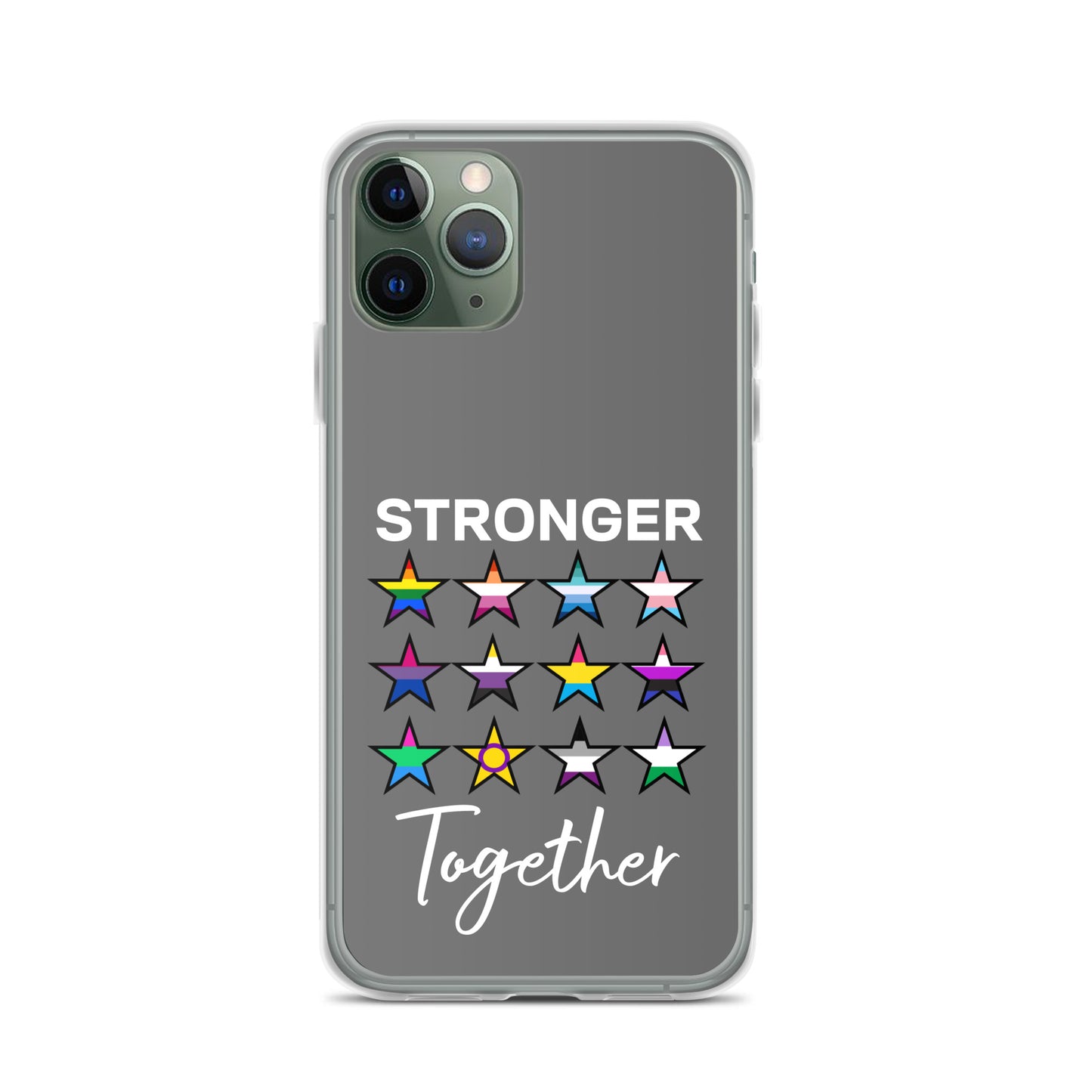 LGBTQ Pride Apple iPhone Case - Stronger Together iPhone 11 Pro clear-case-for-iphone-iphone-11-pro-case-on-phone-64127b7b1cb42