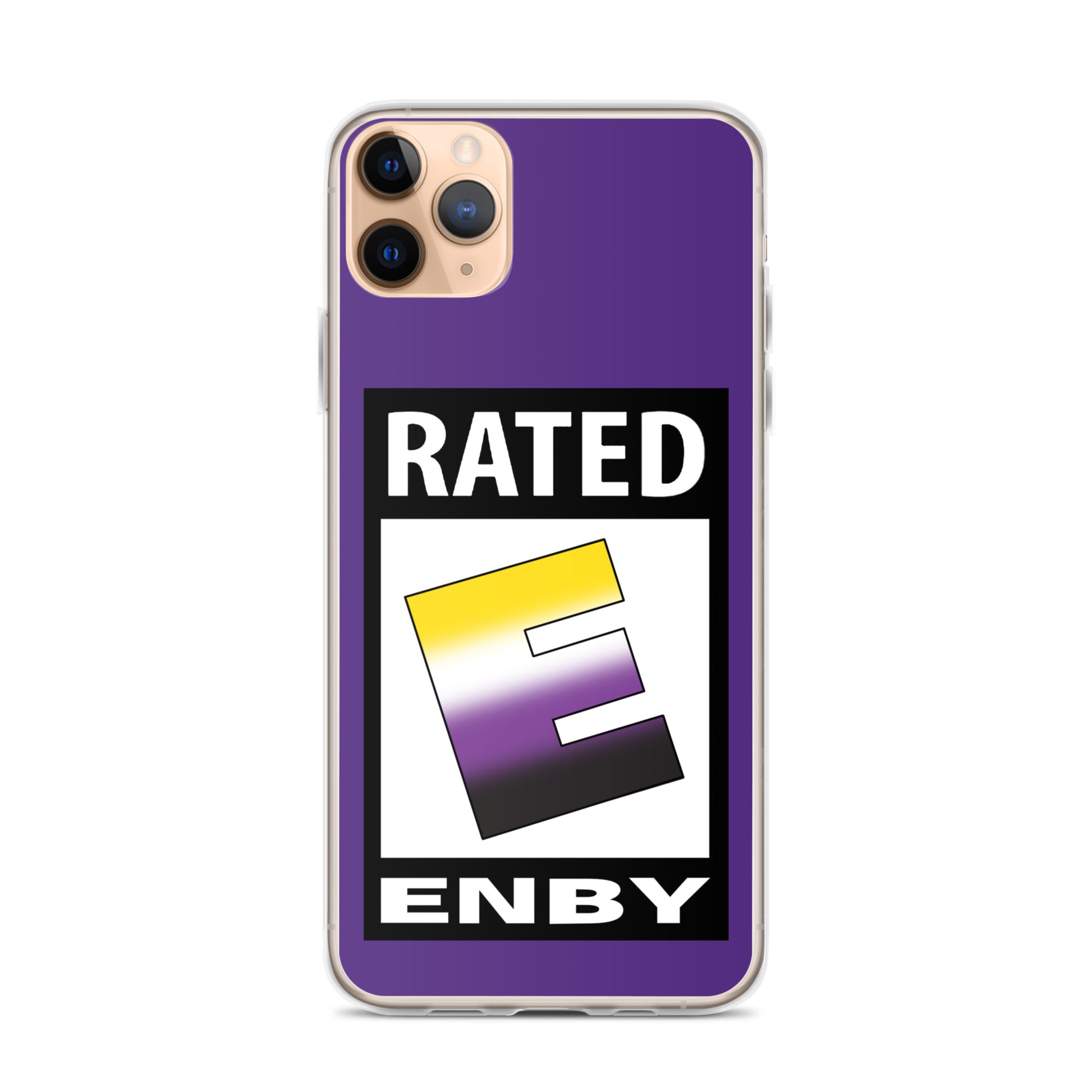 Nonbinary Enby Pride Apple iPhone Cell Phone Case - Rated E for Enby iPhone 11 Pro Max Nonbinary clear-case-for-iphone-iphone-11-pro-max-case-on-phone-641268f00f589