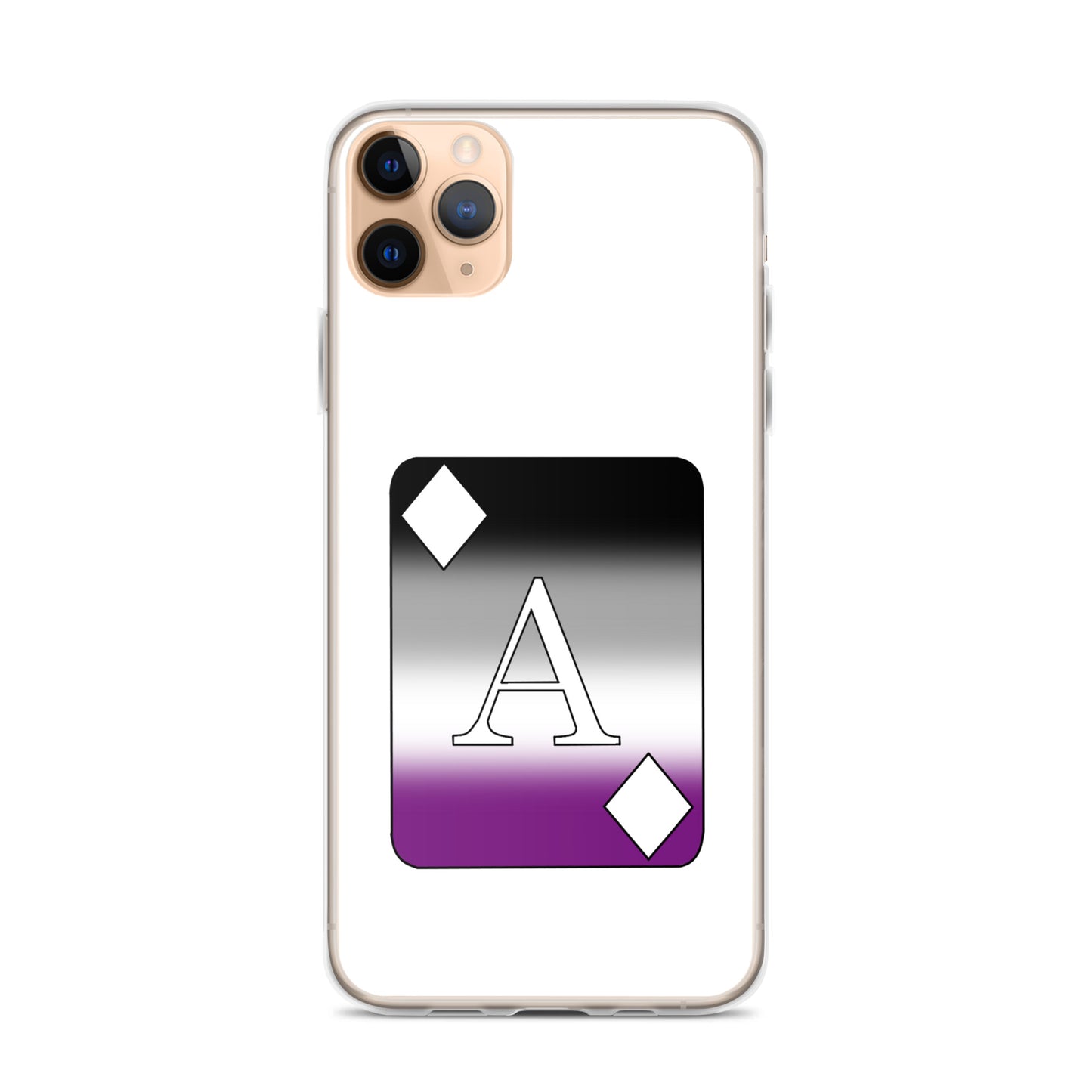 Asexual Ace Pride Ace Card Apple iPhone Cell Phone Case Asexual clear-case-for-iphone-iphone-11-pro-max-case-on-phone-642f1981a9c49