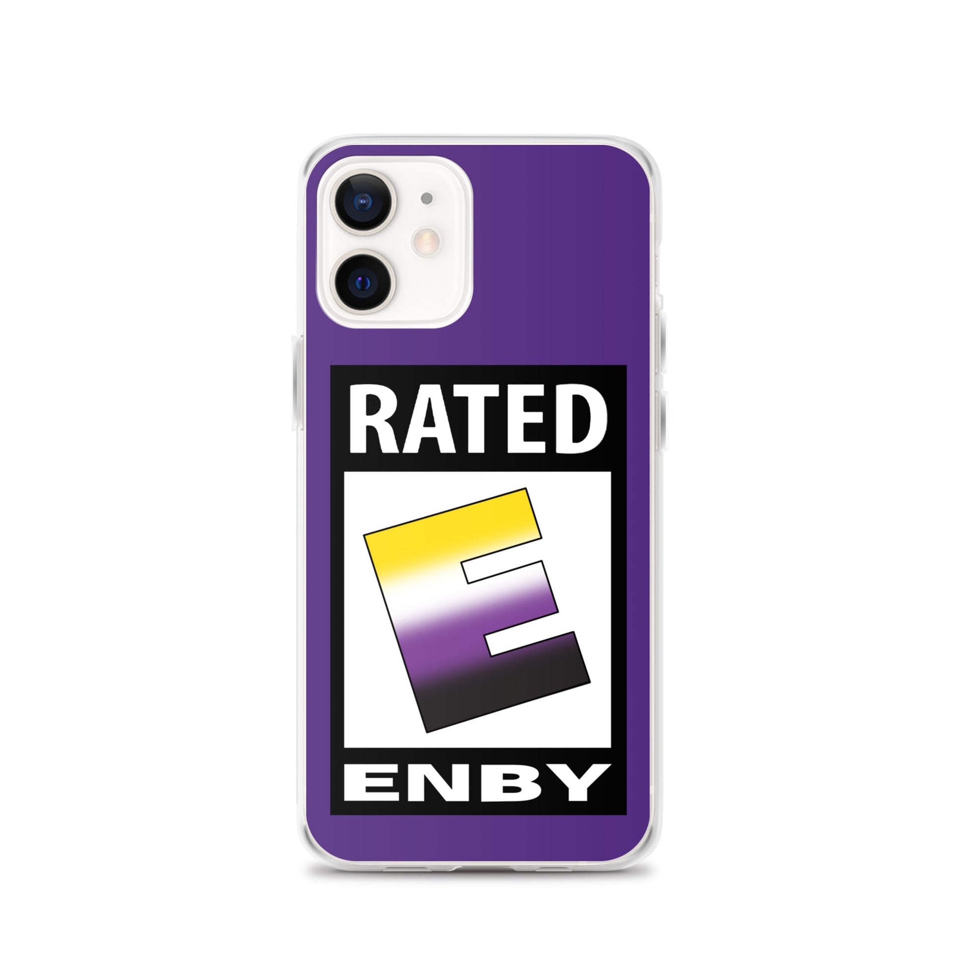 Nonbinary Enby Pride Apple iPhone Cell Phone Case - Rated E for Enby iPhone 12 Nonbinary clear-case-for-iphone-iphone-12-case-on-phone-641268f00f638