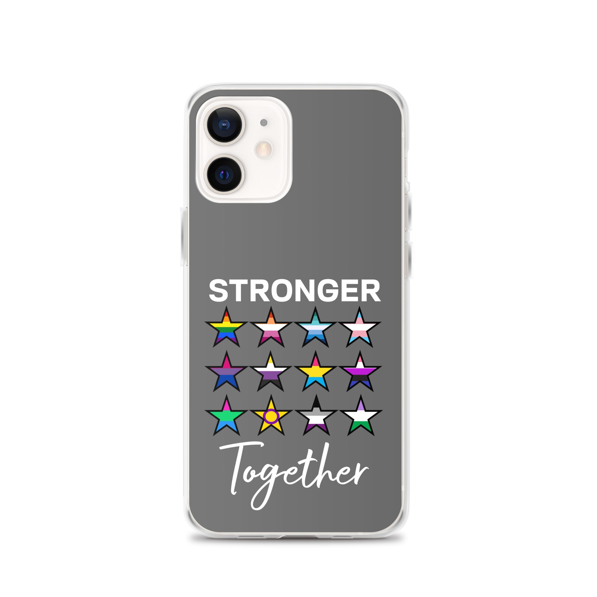 LGBTQ Pride Apple iPhone Case - Stronger Together iPhone 12 clear-case-for-iphone-iphone-12-case-on-phone-64127b7b1ccaf