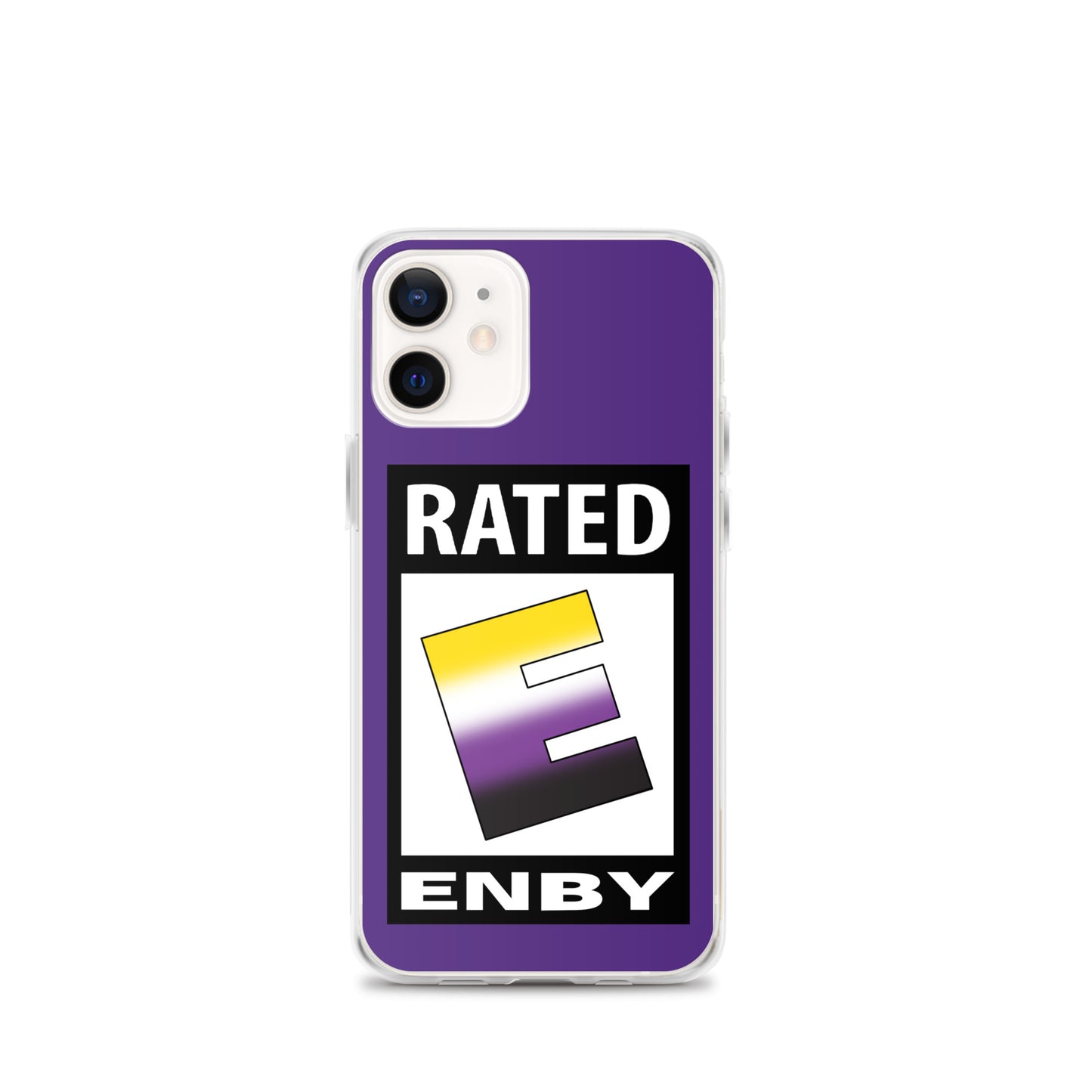 Nonbinary Enby Pride Apple iPhone Cell Phone Case - Rated E for Enby iPhone 12 mini Nonbinary clear-case-for-iphone-iphone-12-mini-case-on-phone-641268f00f6e6