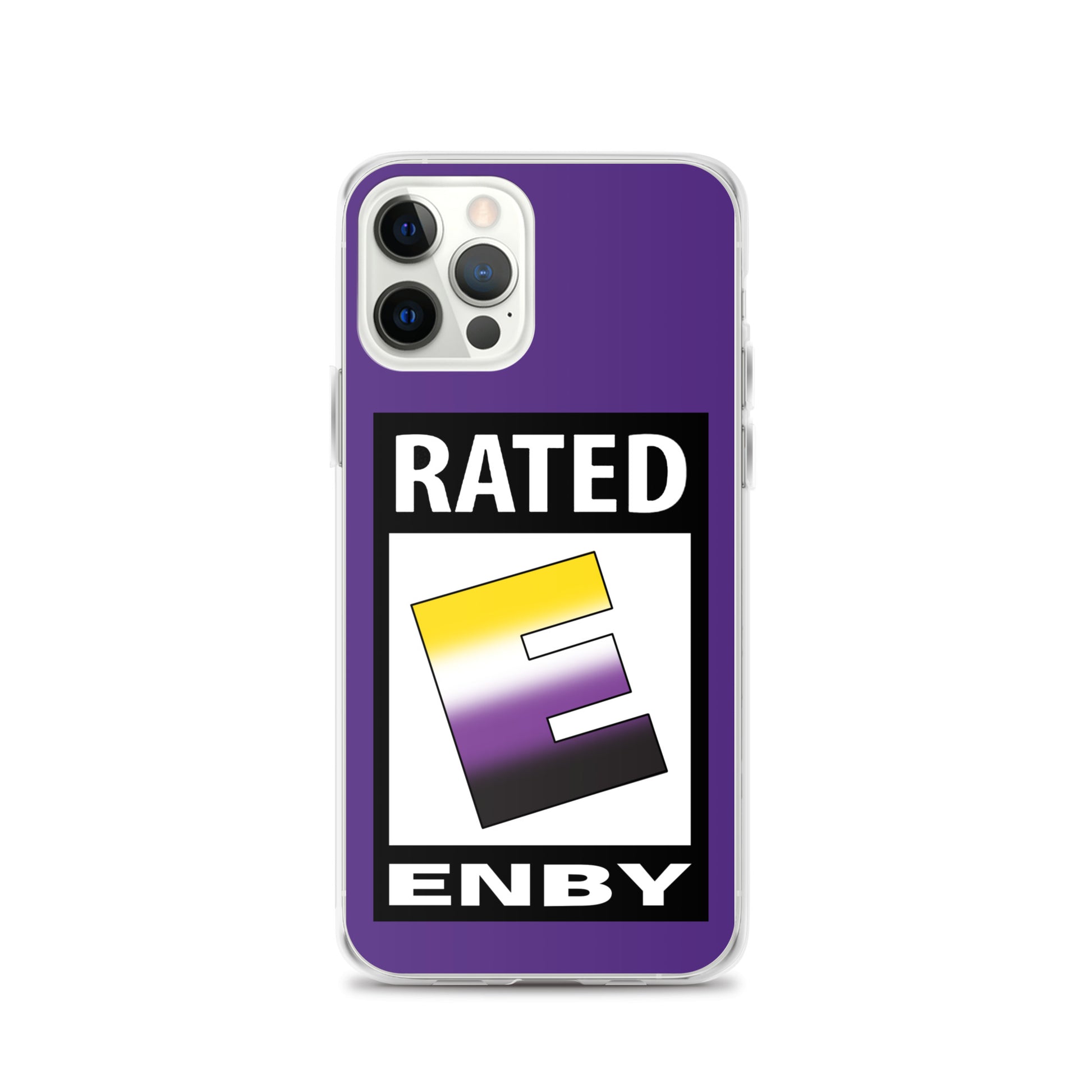 Nonbinary Enby Pride Apple iPhone Cell Phone Case - Rated E for Enby iPhone 12 Pro Nonbinary clear-case-for-iphone-iphone-12-pro-case-on-phone-641268f00f78f