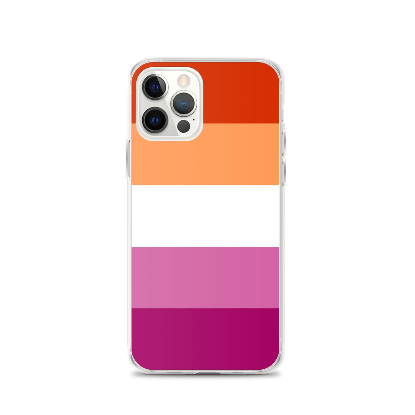 Lesbian Pride Flag Apple iPhone Cell Phone Case iPhone 12 Pro Lesbian clear-case-for-iphone-iphone-12-pro-case-on-phone-642f58516d73a