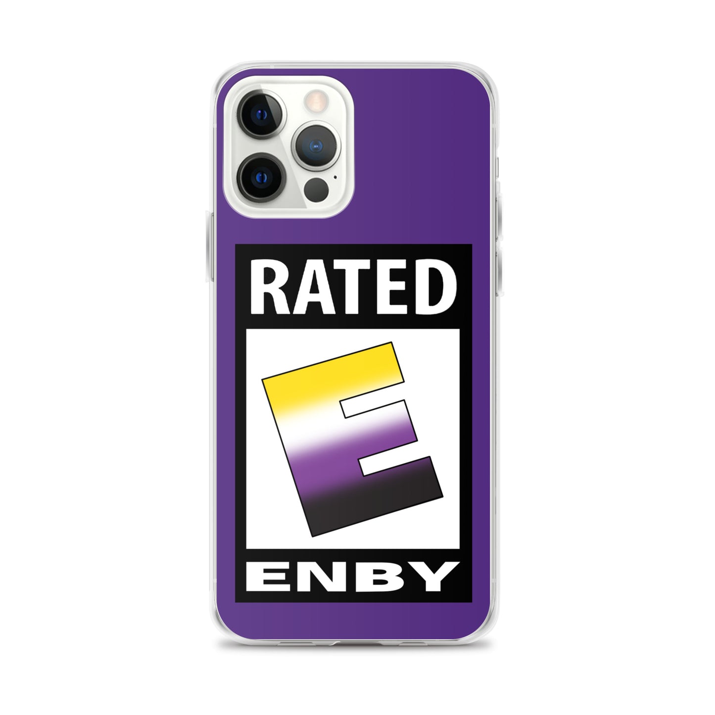 Nonbinary Enby Pride Apple iPhone Cell Phone Case - Rated E for Enby iPhone 12 Pro Max Nonbinary clear-case-for-iphone-iphone-12-pro-max-case-on-phone-641268f00f836