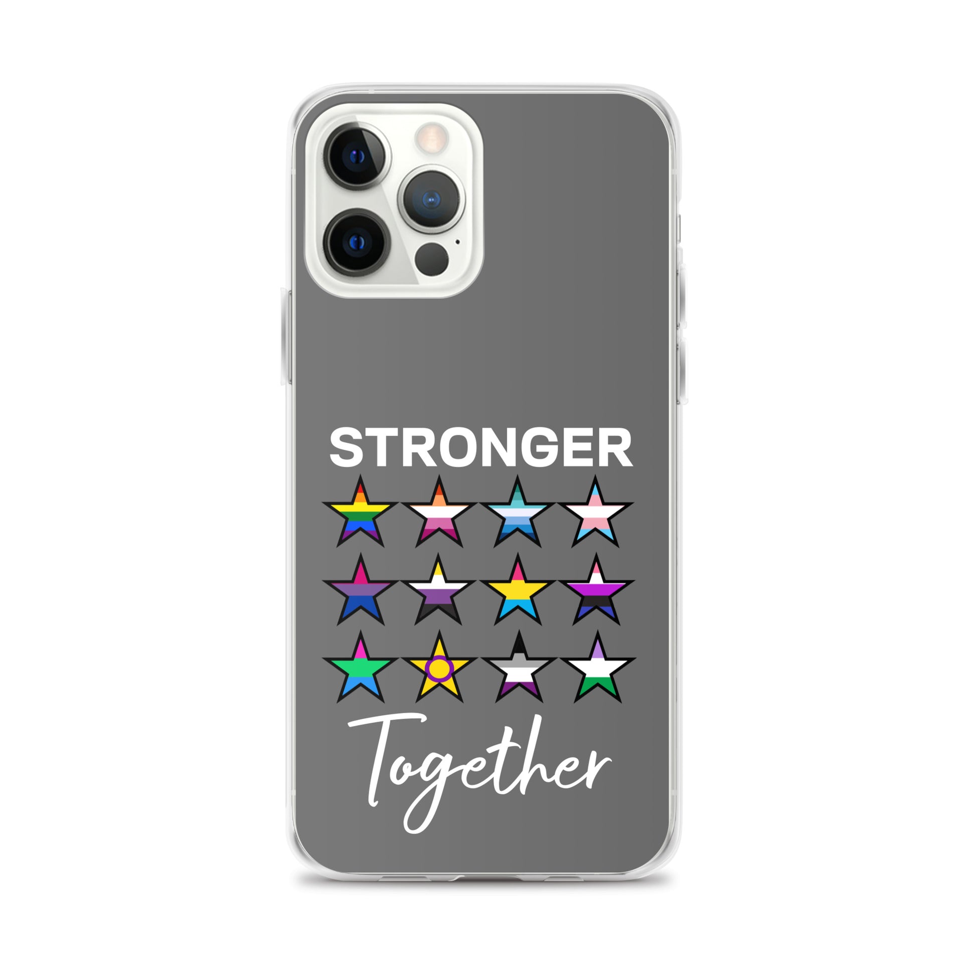 LGBTQ Pride Apple iPhone Case - Stronger Together iPhone 12 Pro Max clear-case-for-iphone-iphone-12-pro-max-case-on-phone-64127b7b1d2be