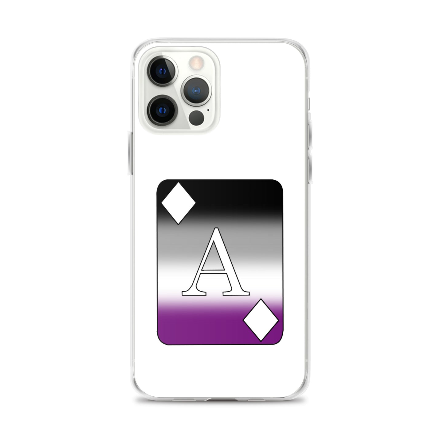 Asexual Ace Pride Ace Card Apple iPhone Cell Phone Case Asexual clear-case-for-iphone-iphone-12-pro-max-case-on-phone-642f1981a9de7