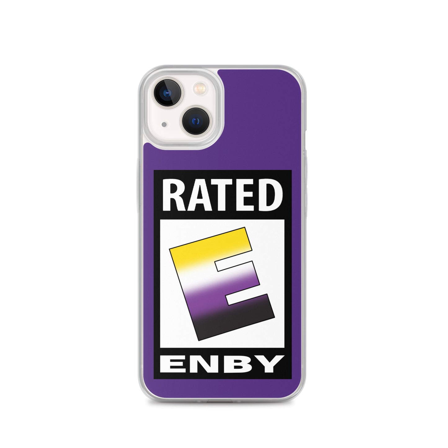 Nonbinary Enby Pride Apple iPhone Cell Phone Case - Rated E for Enby iPhone 13 Nonbinary clear-case-for-iphone-iphone-13-case-on-phone-641268f00fe8c