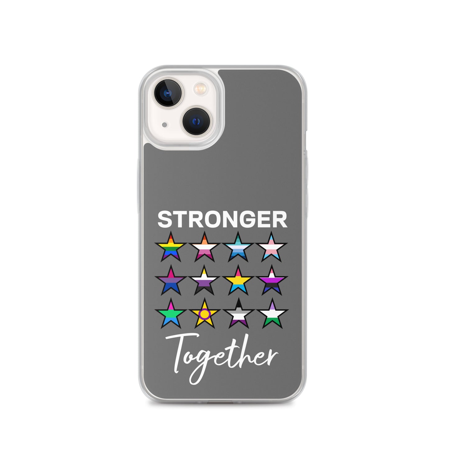 LGBTQ Pride Apple iPhone Case - Stronger Together iPhone 13 clear-case-for-iphone-iphone-13-case-on-phone-64127b7b1db20