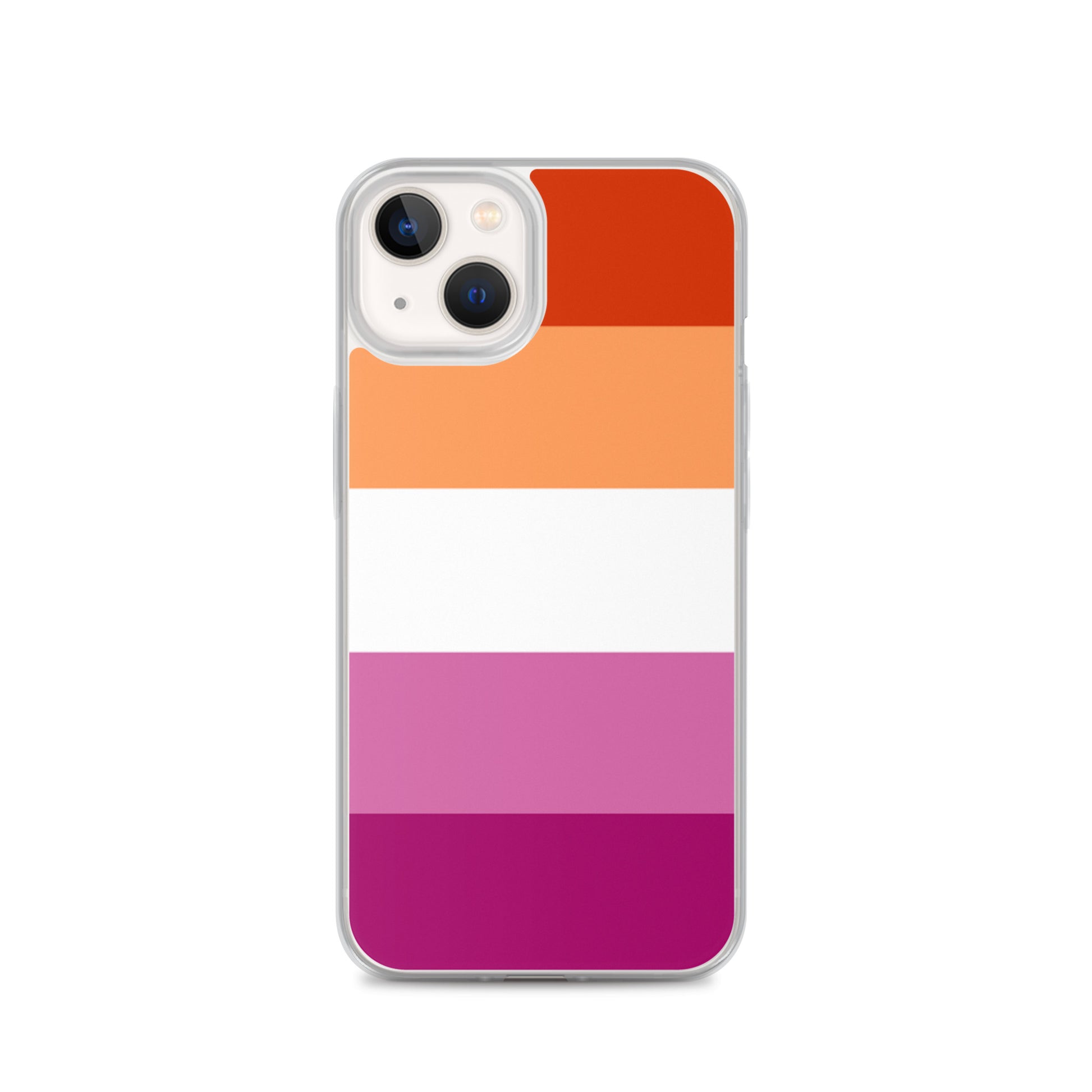 Lesbian Pride Flag Apple iPhone Cell Phone Case iPhone 13 Lesbian clear-case-for-iphone-iphone-13-case-on-phone-642f58516d956