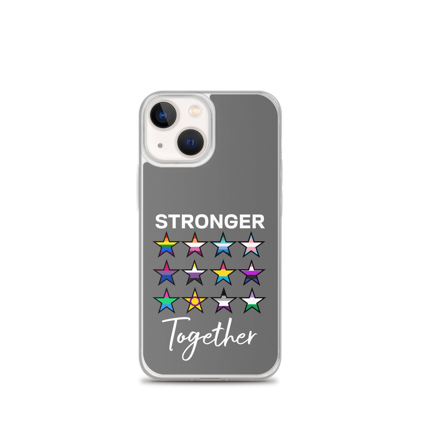 LGBTQ Pride Apple iPhone Case - Stronger Together iPhone 13 mini clear-case-for-iphone-iphone-13-mini-case-on-phone-64127b7b1d921