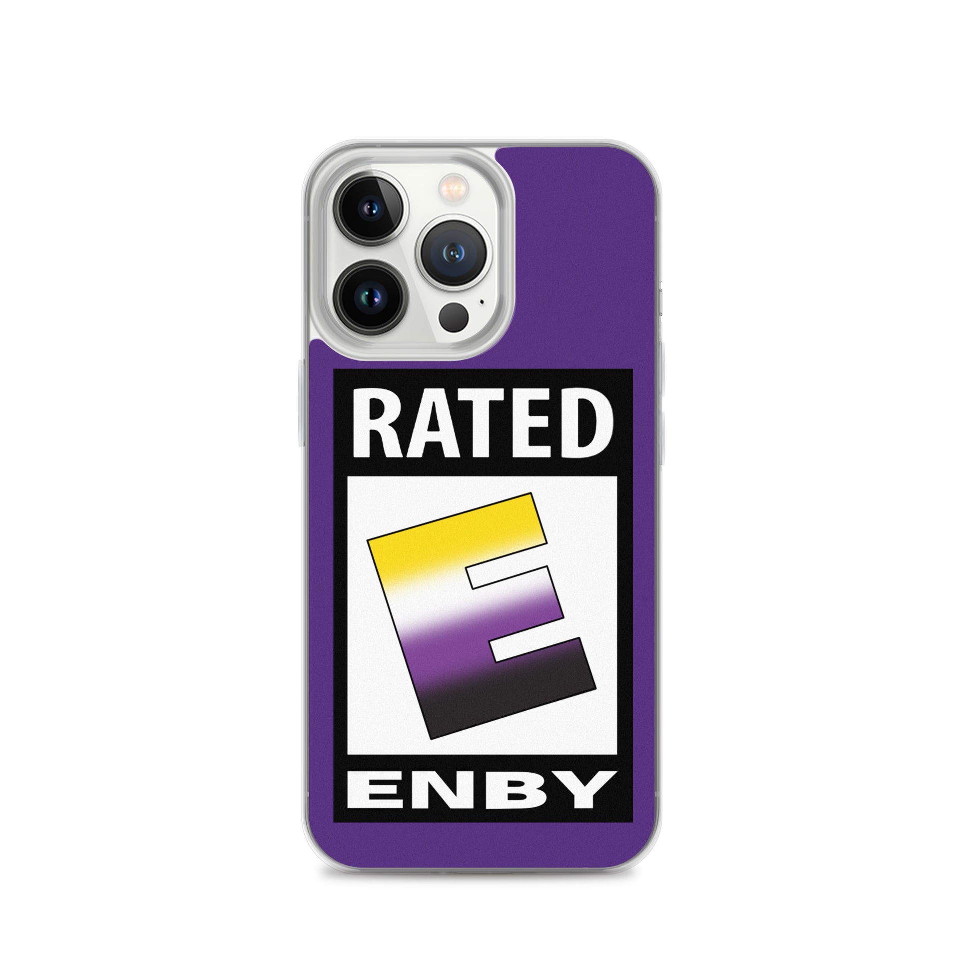 Nonbinary Enby Pride Apple iPhone Cell Phone Case - Rated E for Enby iPhone 13 Pro Nonbinary clear-case-for-iphone-iphone-13-pro-case-on-phone-641268f00fd5e