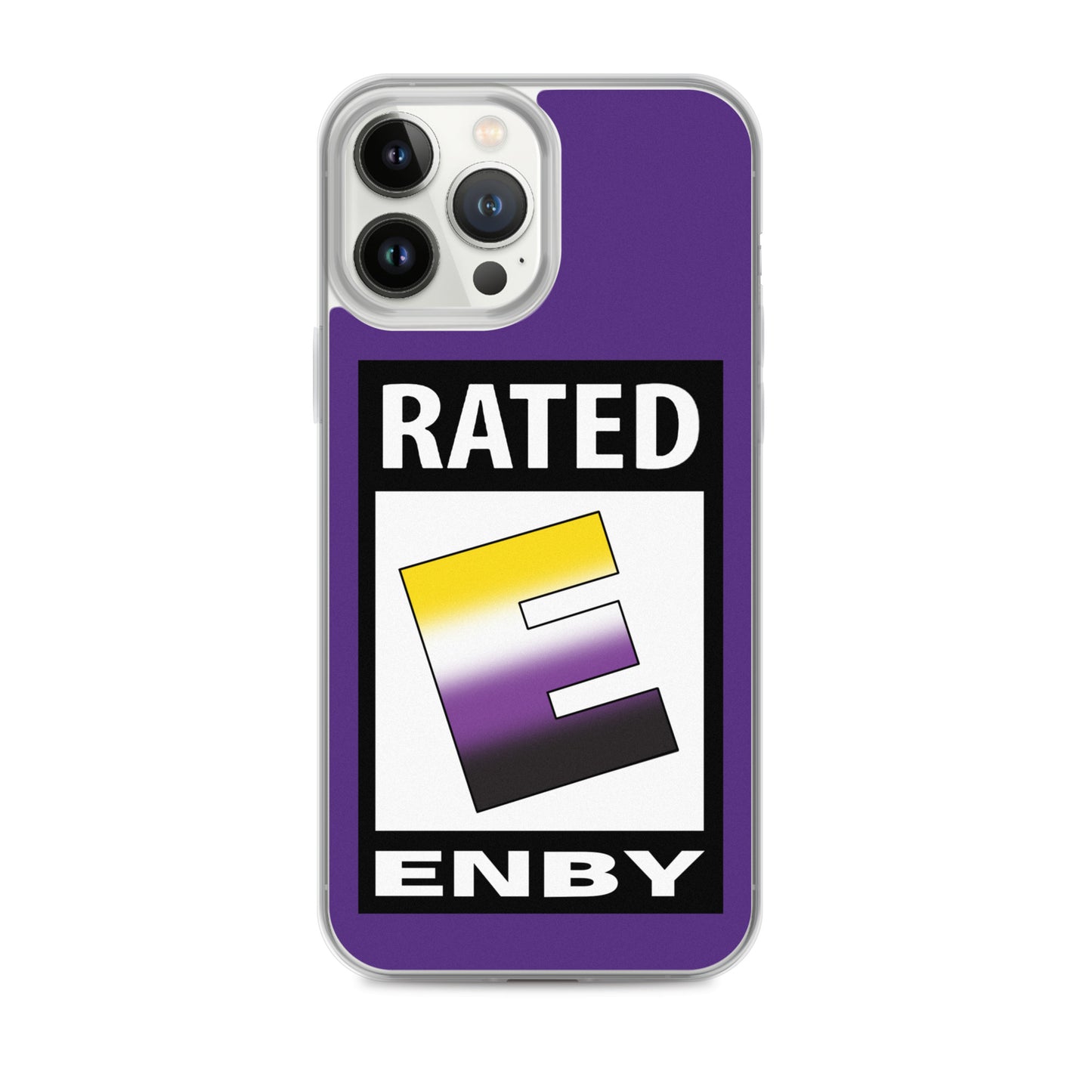 Nonbinary Enby Pride Apple iPhone Cell Phone Case - Rated E for Enby iPhone 13 Pro Max Nonbinary clear-case-for-iphone-iphone-13-pro-max-case-on-phone-641268f00fc4e