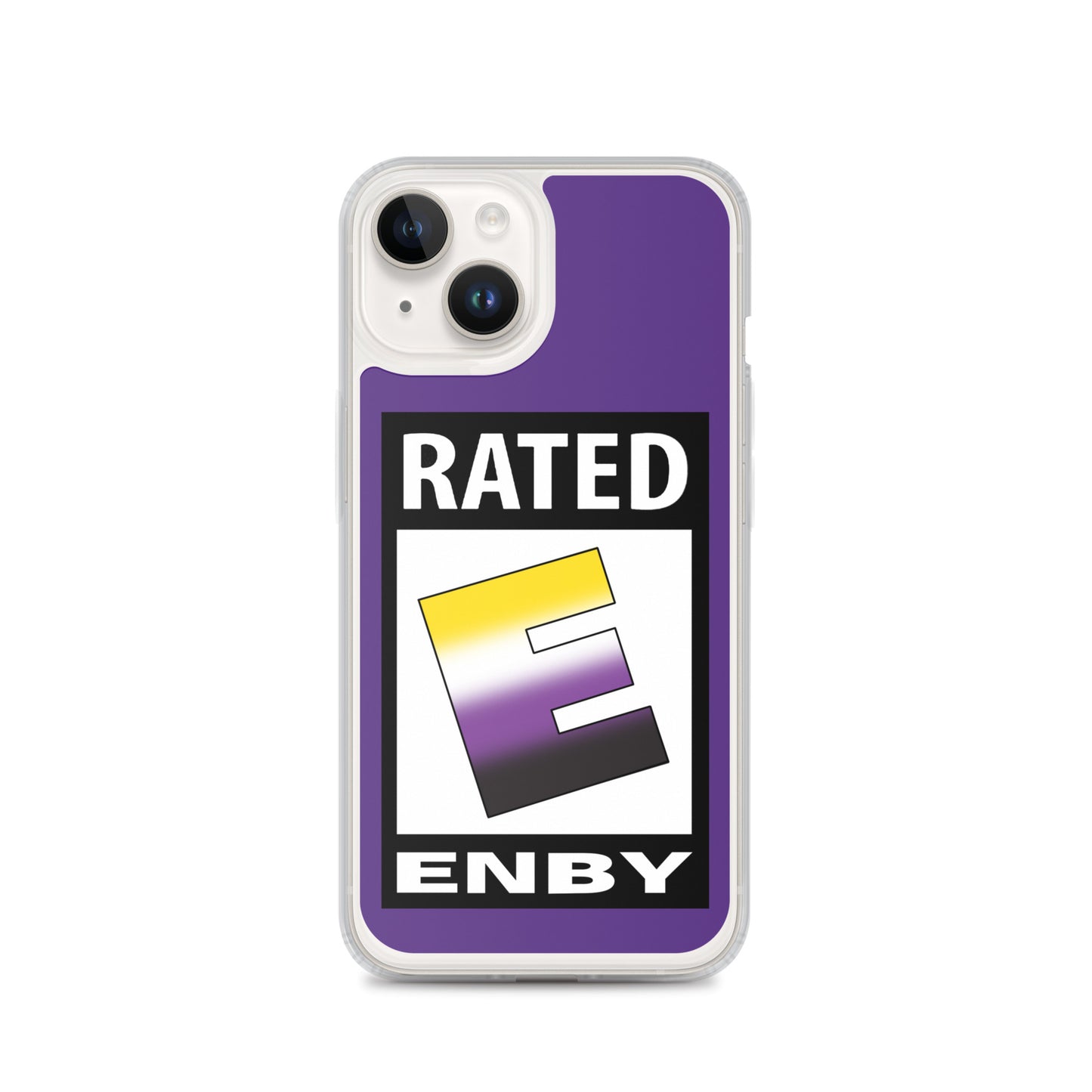 Nonbinary Enby Pride Apple iPhone Cell Phone Case - Rated E for Enby iPhone 14 Nonbinary clear-case-for-iphone-iphone-14-case-on-phone-641268f00f325