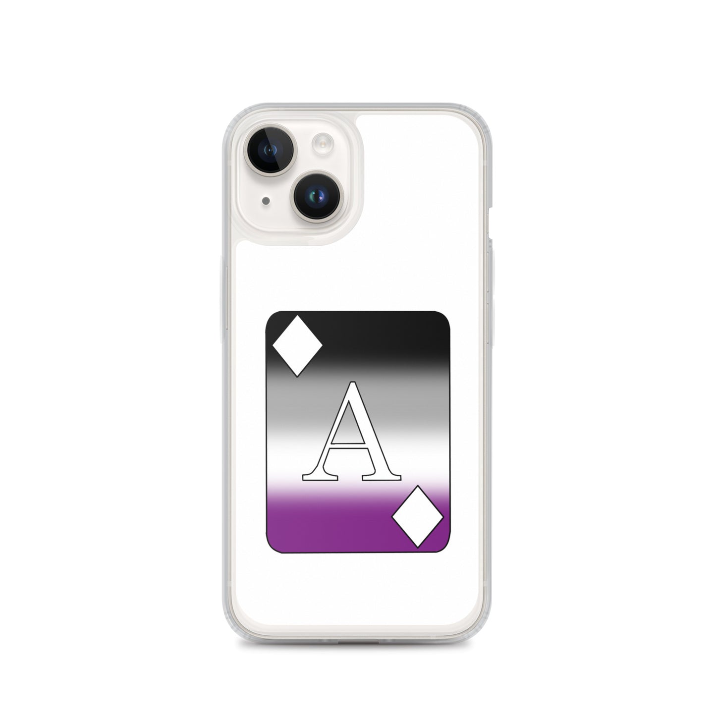 Asexual Ace Pride Ace Card Apple iPhone Cell Phone Case iPhone 14 Asexual clear-case-for-iphone-iphone-14-case-on-phone-642f1981a9acf