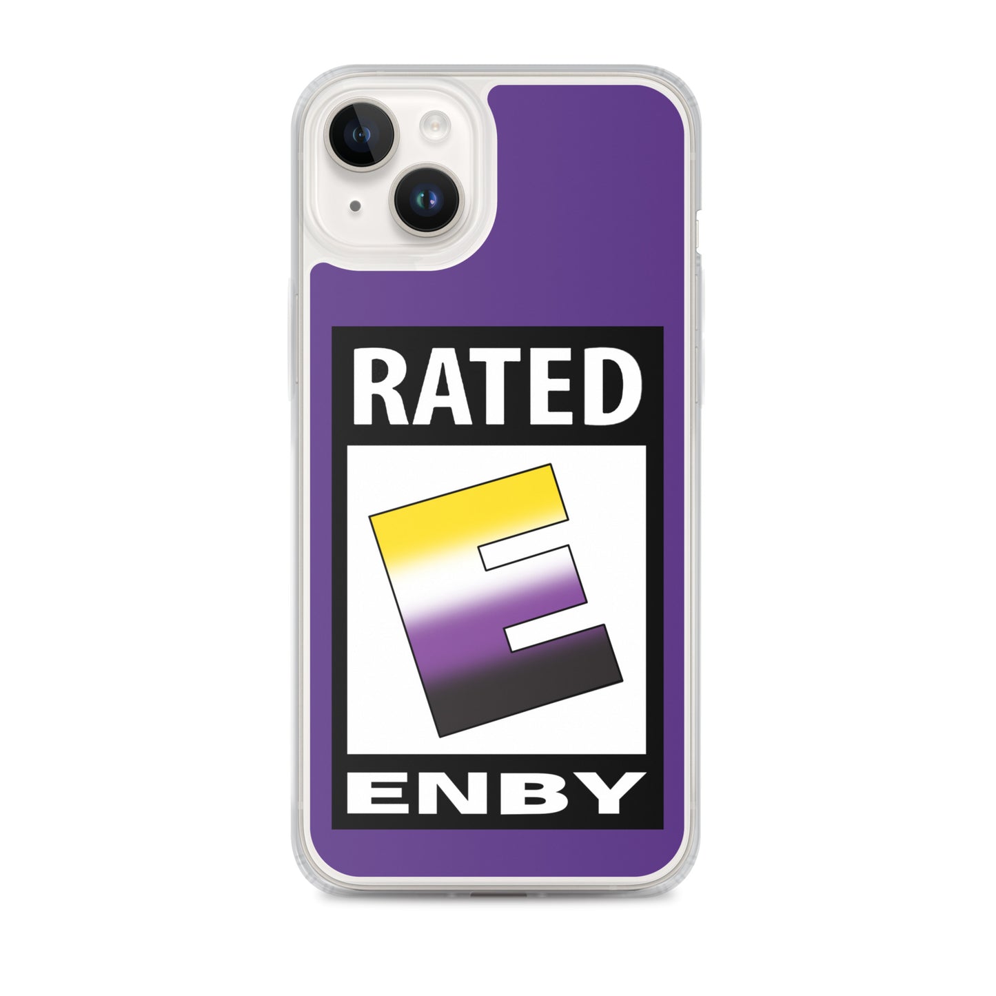 Nonbinary Enby Pride Apple iPhone Cell Phone Case - Rated E for Enby iPhone 14 Plus Nonbinary clear-case-for-iphone-iphone-14-plus-case-on-phone-641268f00f8dd