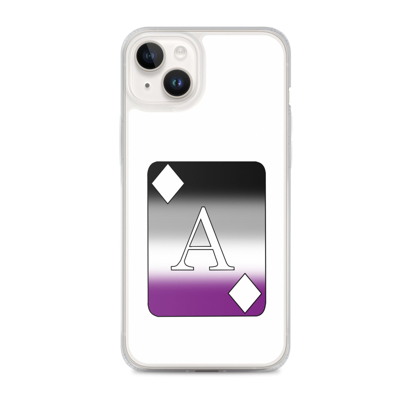 Asexual Ace Pride Ace Card Apple iPhone Cell Phone Case iPhone 14 Plus Asexual clear-case-for-iphone-iphone-14-plus-case-on-phone-642f1981a9e4c