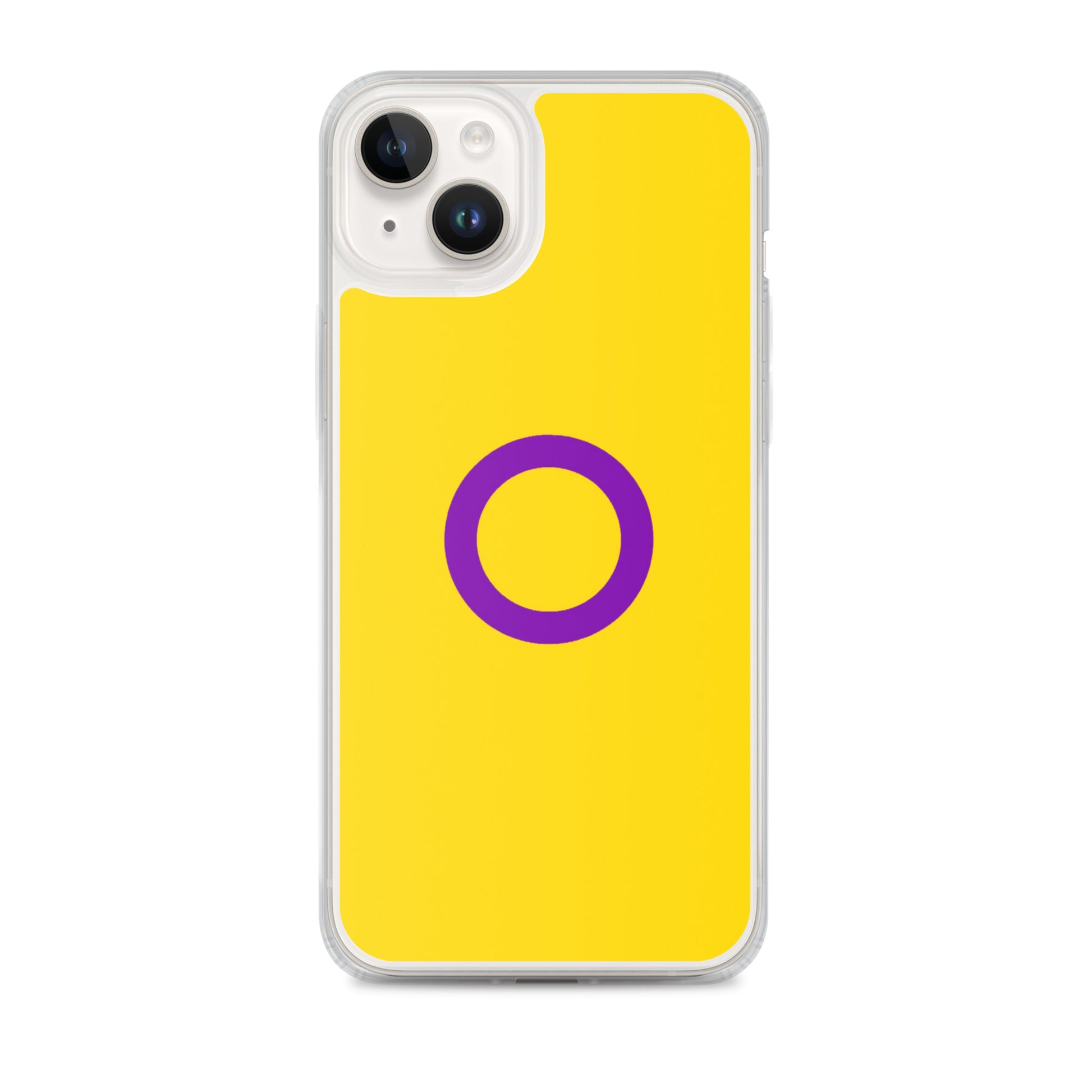 Intersex Pride Flag Apple iPhone Cell Phone Case iPhone 14 Plus Intersex clear-case-for-iphone-iphone-14-plus-case-on-phone-642f560aa694b