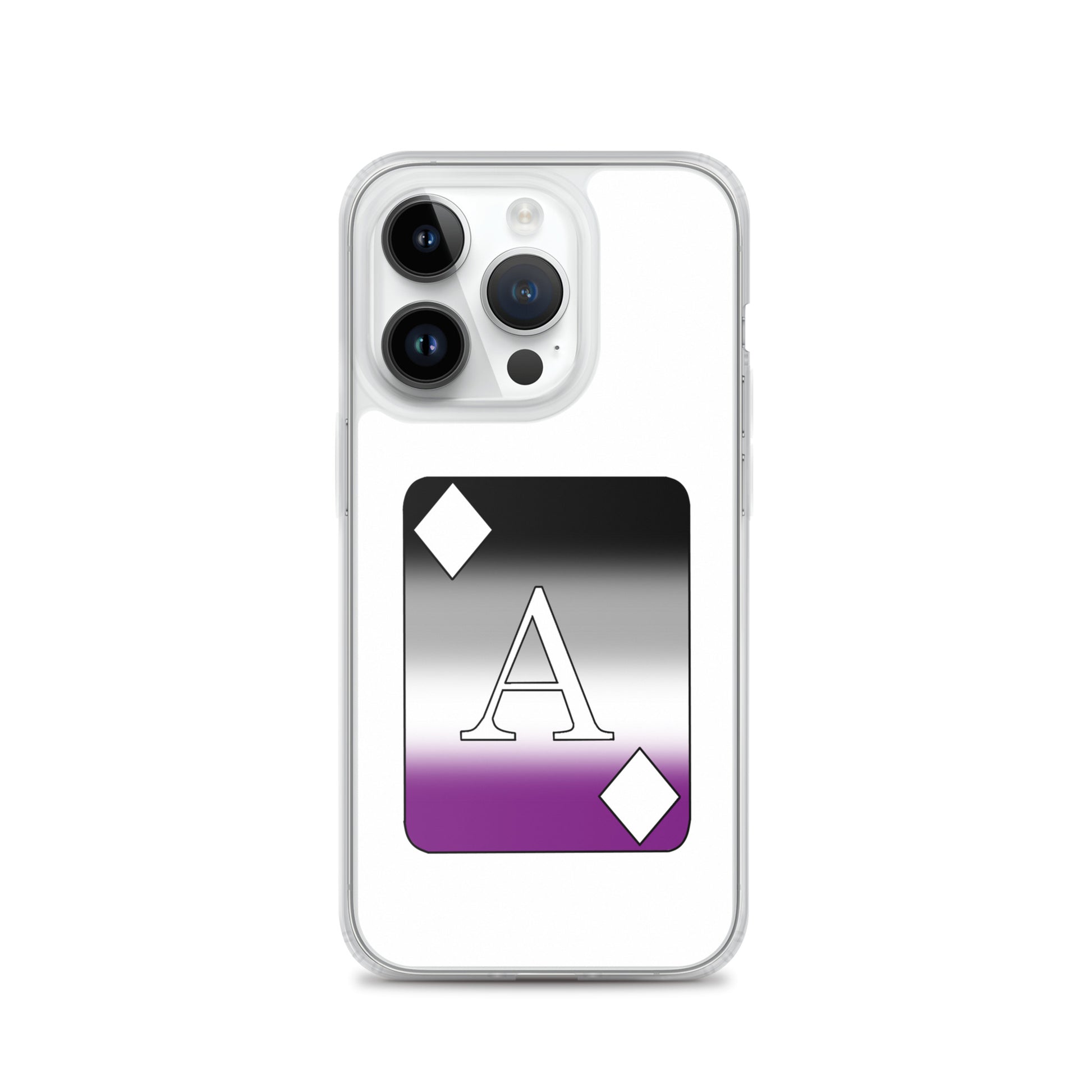 Asexual Ace Pride Ace Card Apple iPhone Cell Phone Case iPhone 14 Pro Asexual clear-case-for-iphone-iphone-14-pro-case-on-phone-642f1981a9eb0