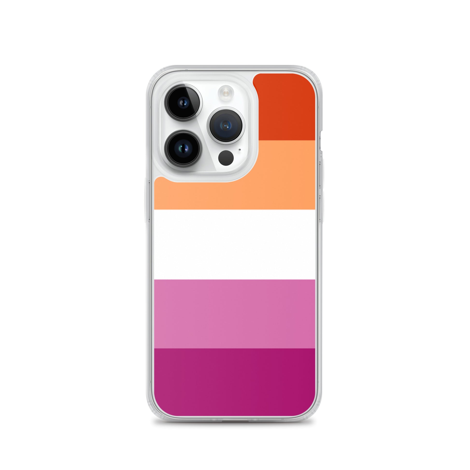 Lesbian Pride Flag Apple iPhone Cell Phone Case iPhone 14 Pro Lesbian clear-case-for-iphone-iphone-14-pro-case-on-phone-642f58516d7ee